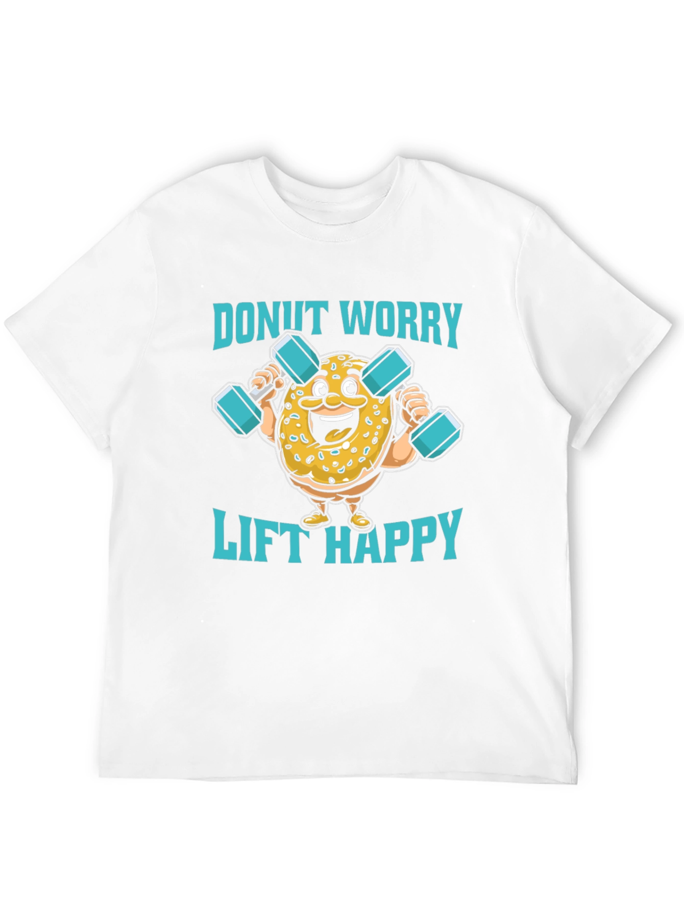 Donut Worry Lift Happy Black Graphic T-Shirt