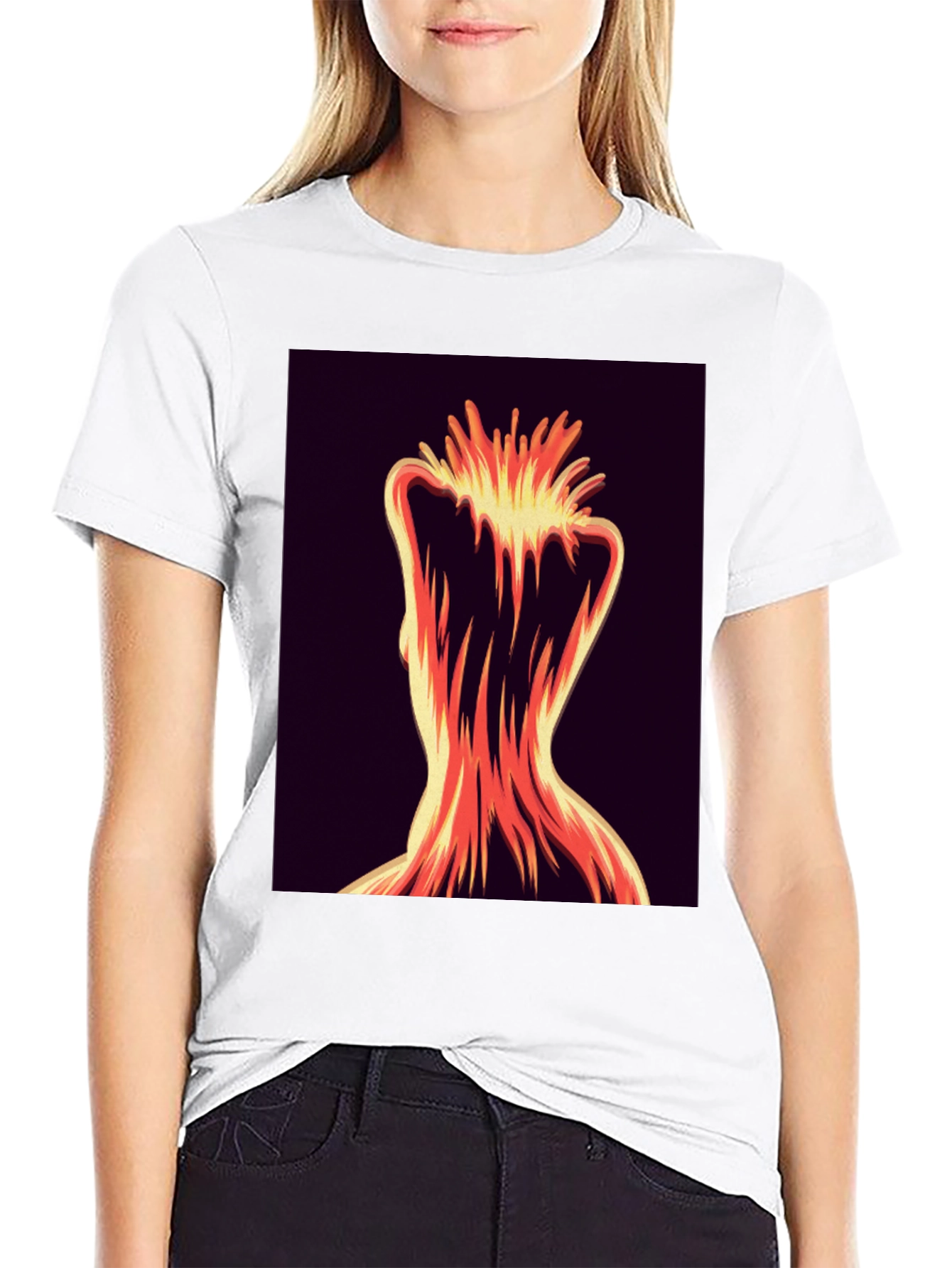 Abstract Fiery Figure Tee - Bold Graphic Print