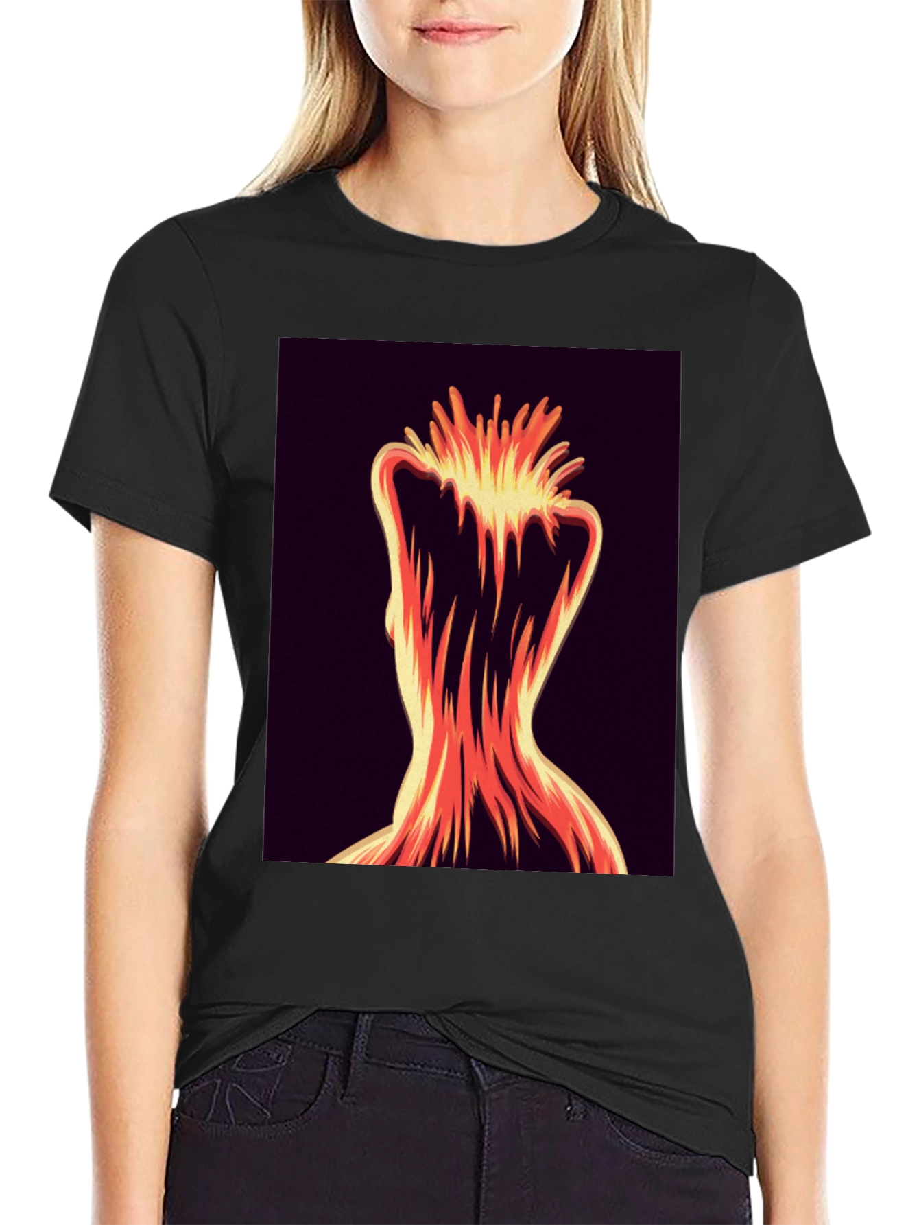 Abstract Fiery Figure Tee - Bold Graphic Print