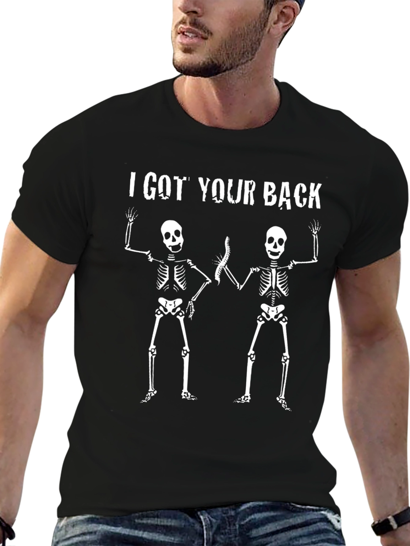 I Got Your Back Skeleton Graphic Tee - Black