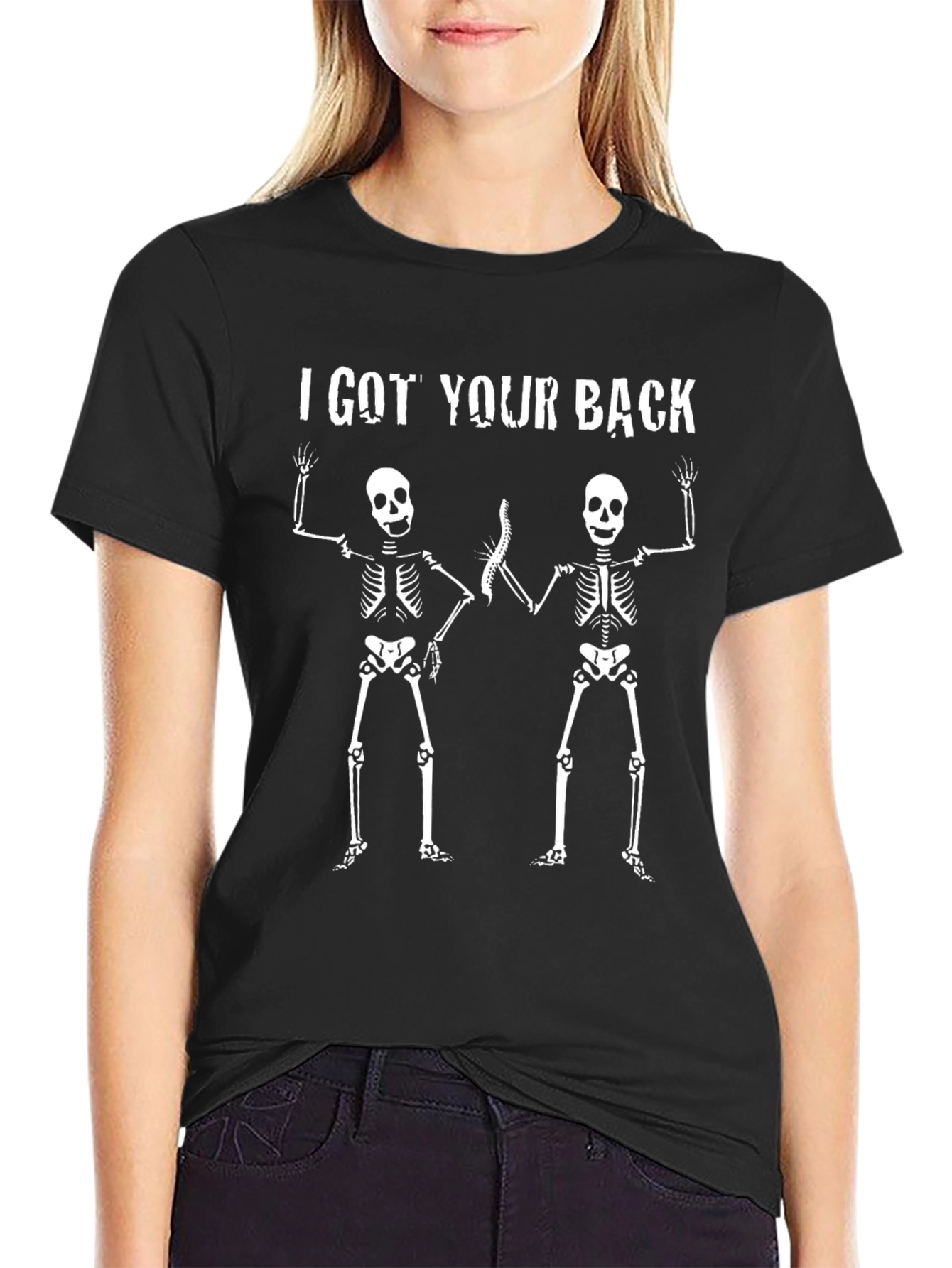 I Got Your Back Skeleton Graphic Tee - Black