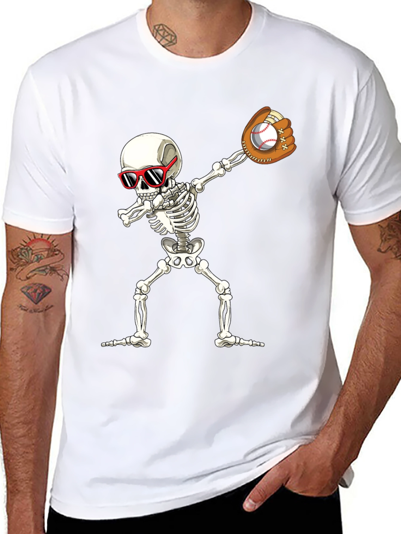 Skeleton Baseball Dabbing T-Shirt