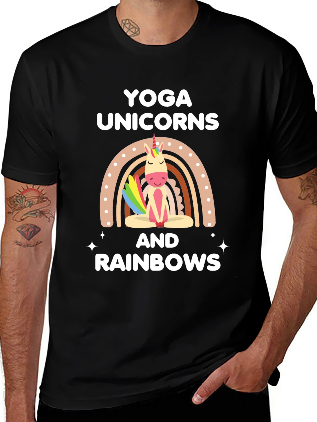 Yoga Unicorns & Rainbows Graphic T-Shirt