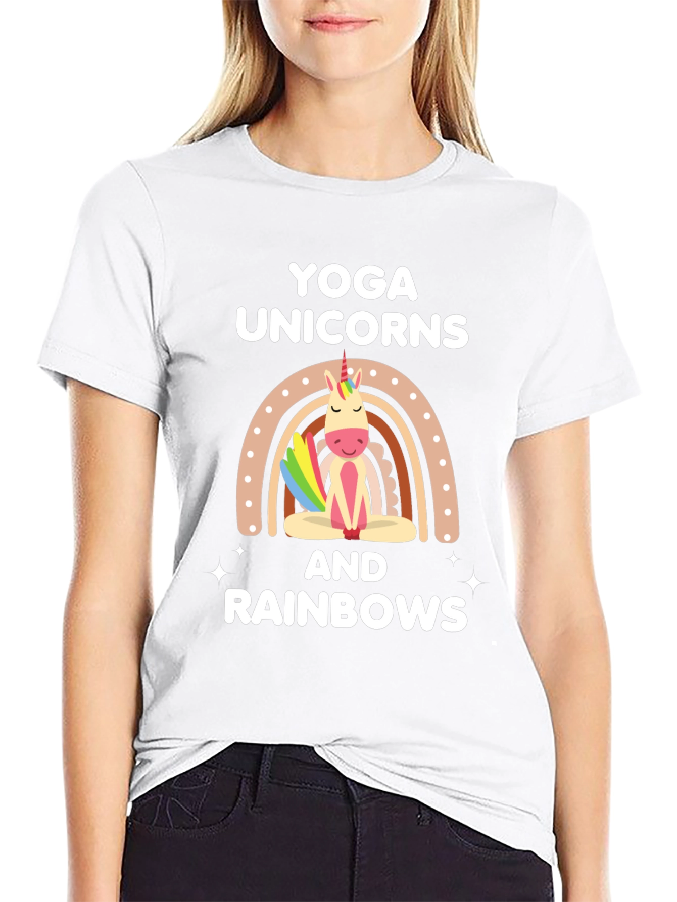 Yoga Unicorns & Rainbows Graphic T-Shirt