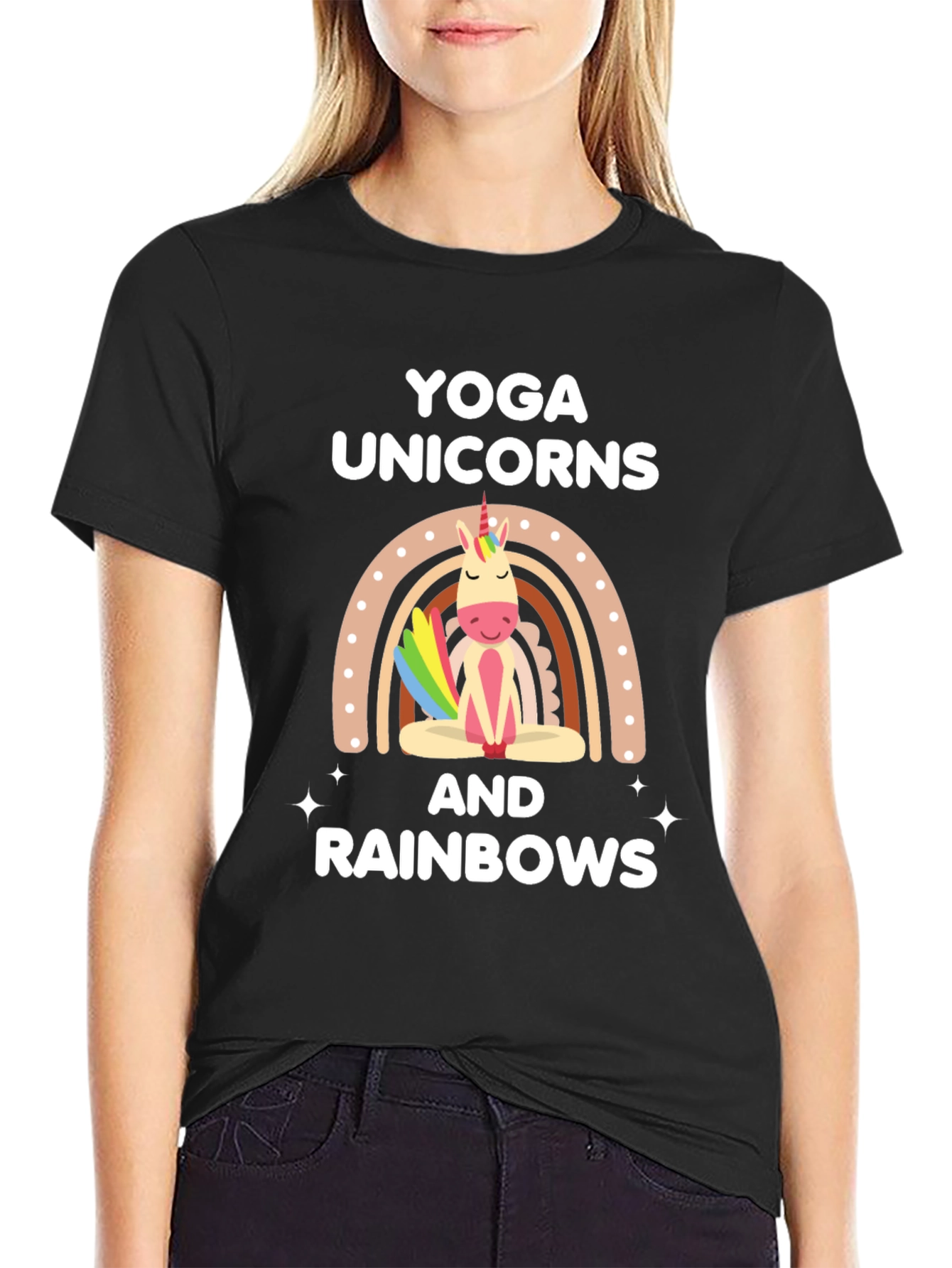 Yoga Unicorns & Rainbows Graphic T-Shirt