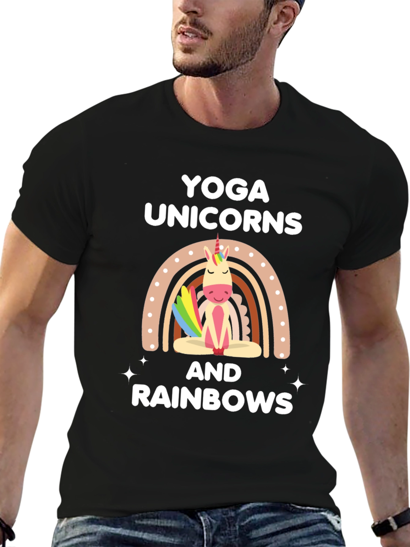 Yoga Unicorns & Rainbows Graphic T-Shirt