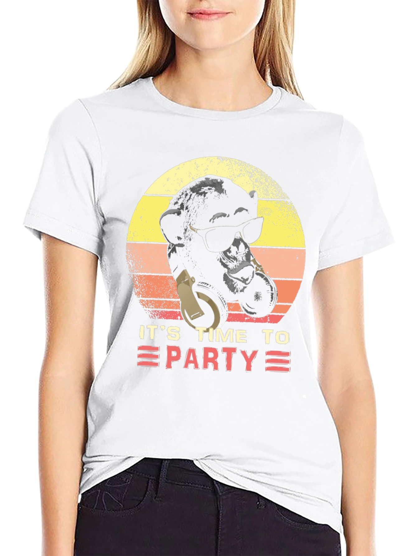 Its Time To Party Retro Monkey DJ Graphic Tee