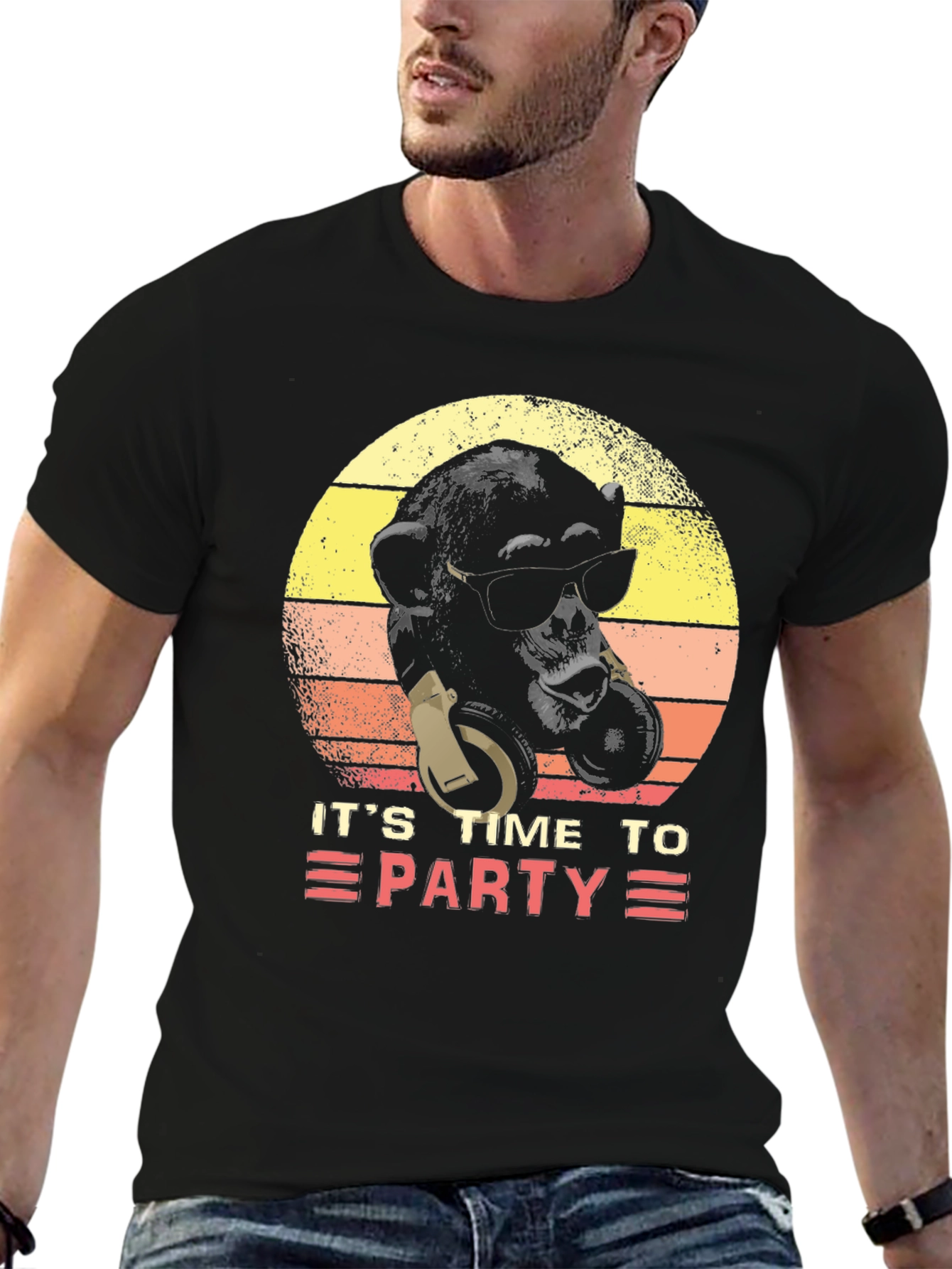 Its Time To Party Retro Monkey DJ Graphic Tee