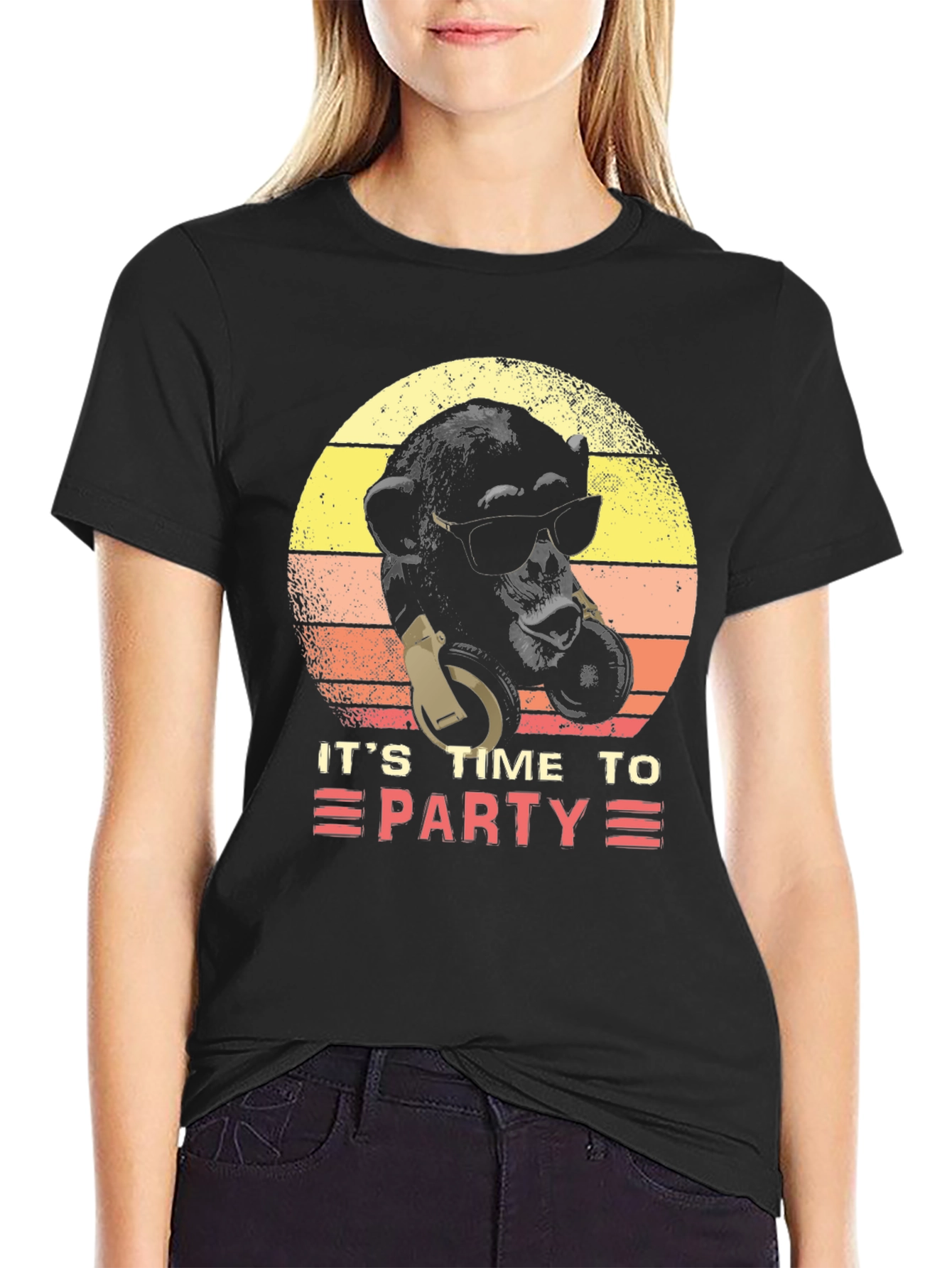 Its Time To Party Retro Monkey DJ Graphic Tee