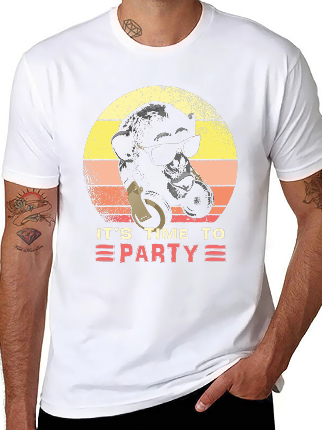 Its Time To Party Retro Monkey DJ Graphic Tee