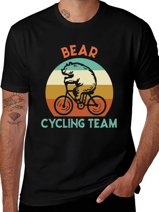 Bear Cycling Team Graphic T-Shirt - Retro Style