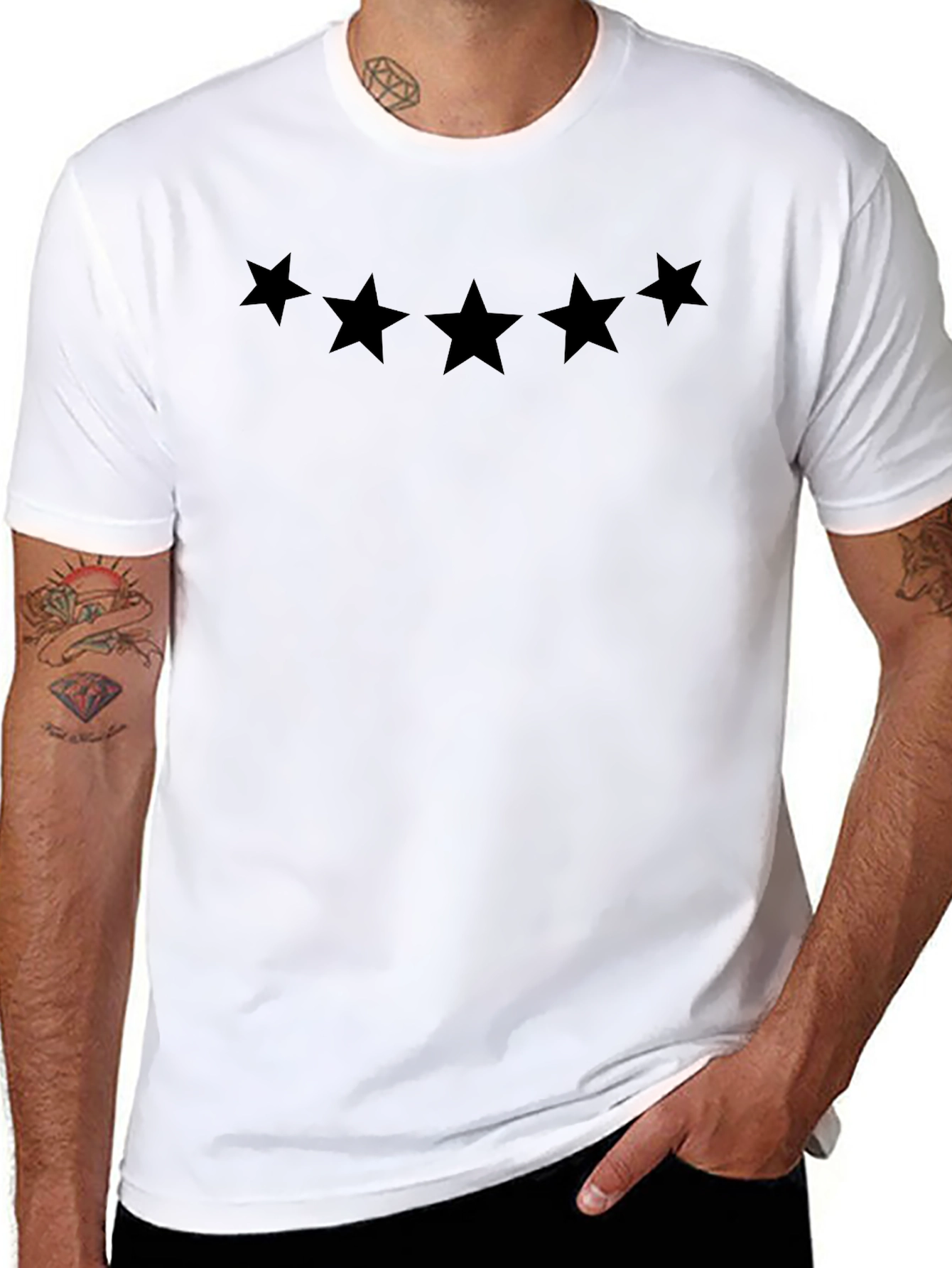 Mens Black Star Graphic Tee - Casual Comfort