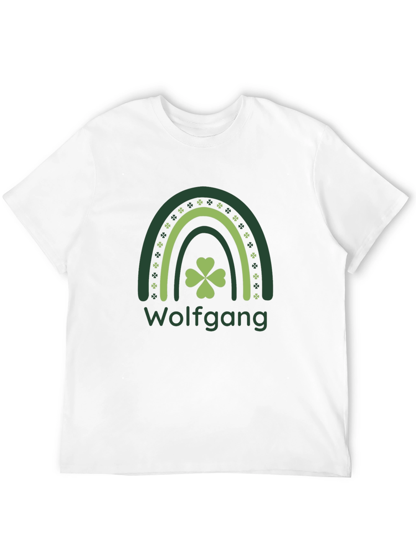 St. Patricks Day Wolfgang Rainbow Clover T-Shirt