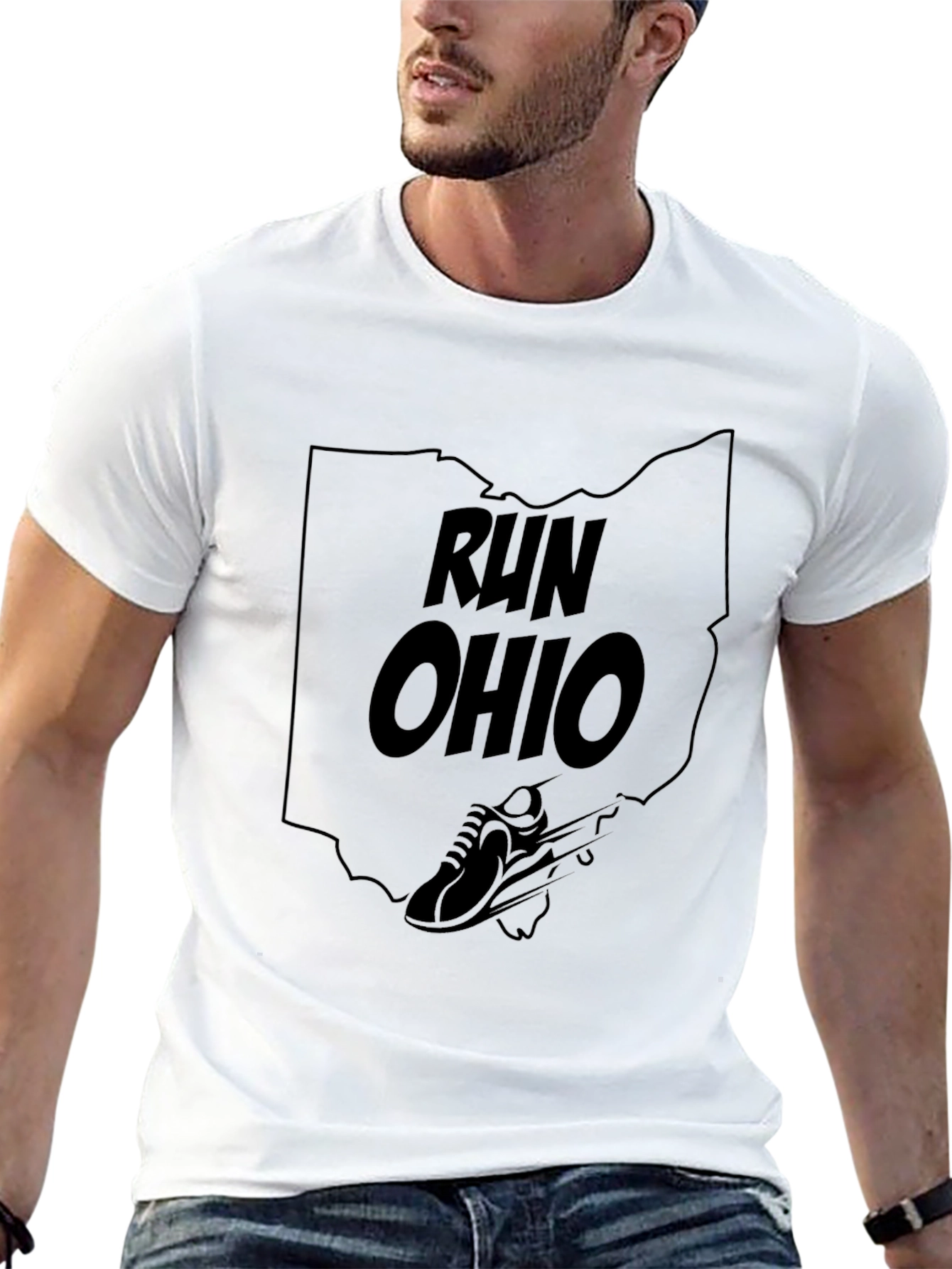 Run Ohio State Outline Black T-Shirt