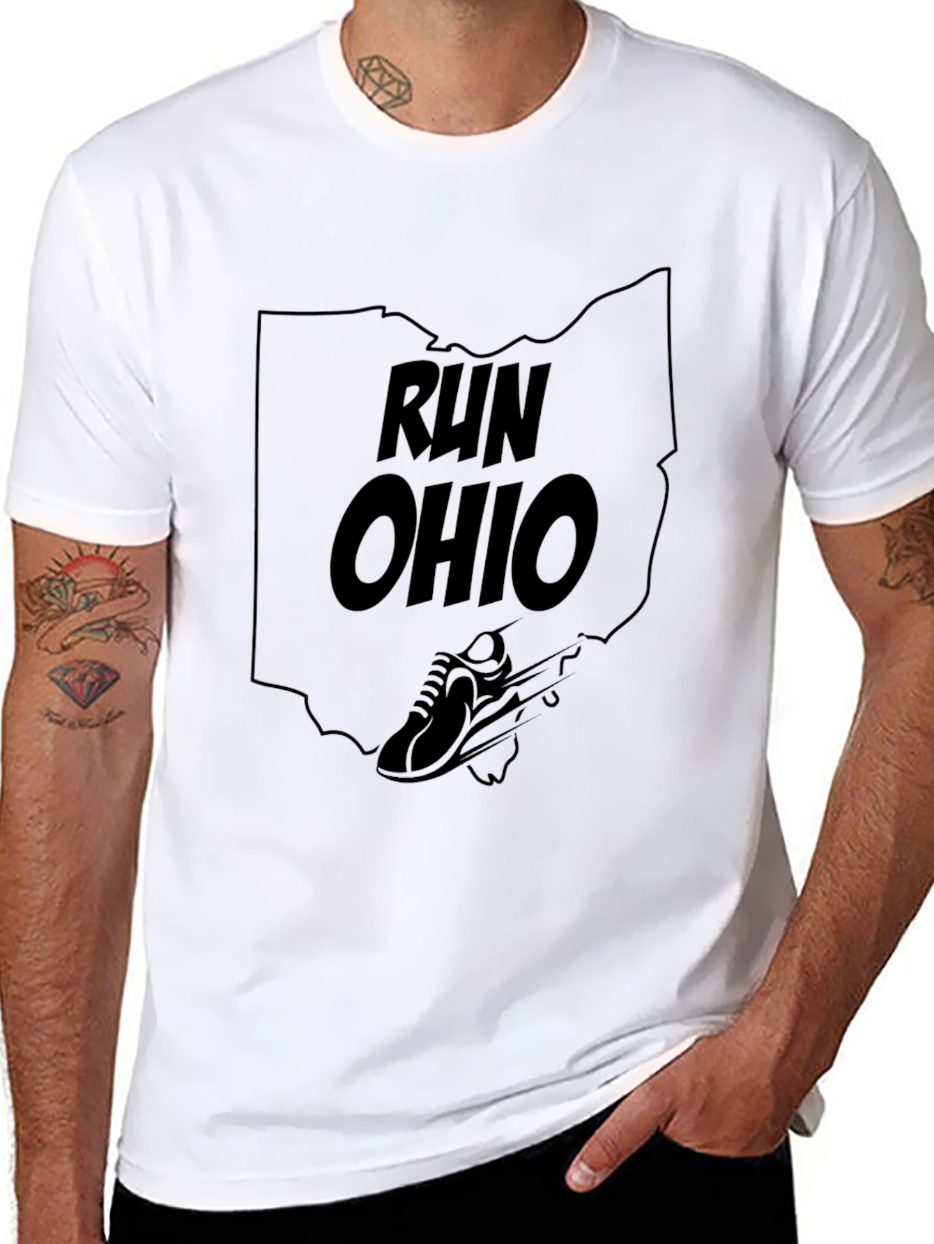 Run Ohio State Outline Black T-Shirt