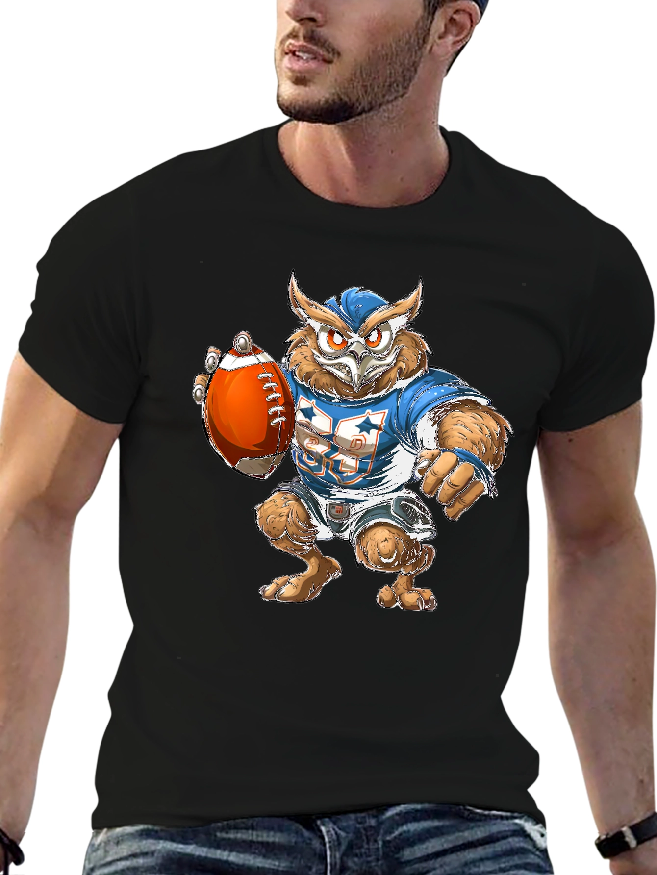 Owl Football Player Graphic Tee