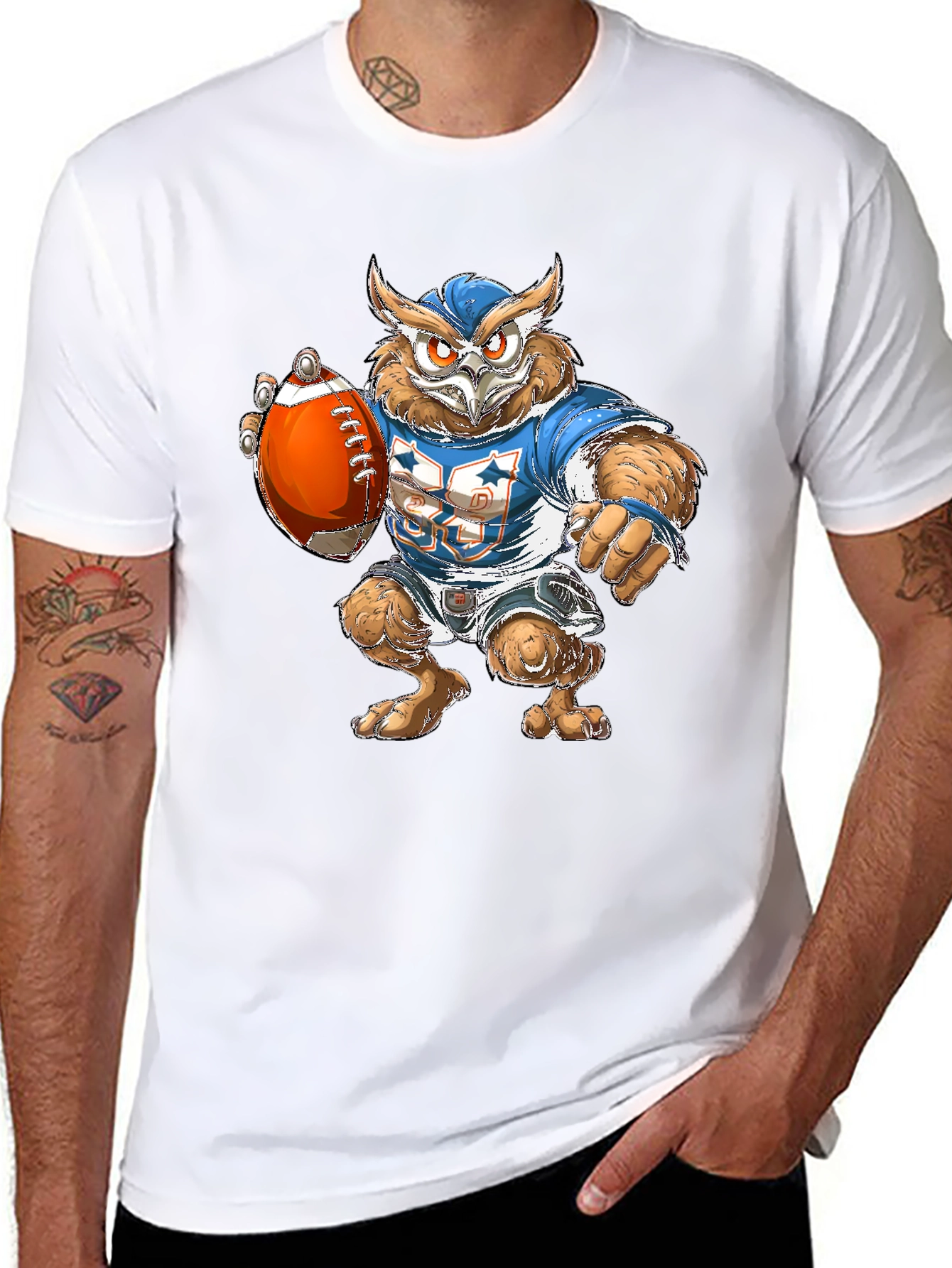 Owl Football Player Graphic Tee