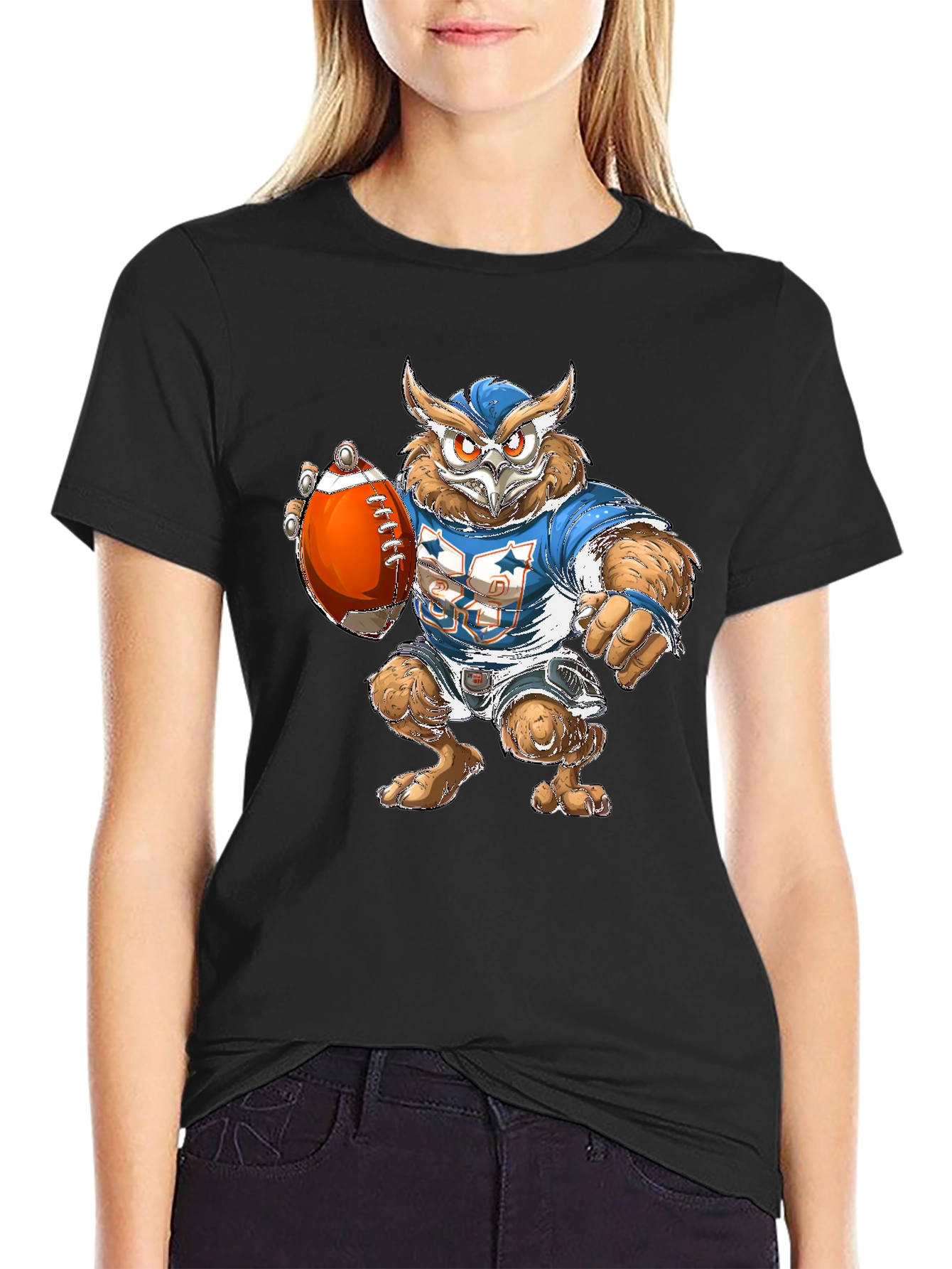 Owl Football Player Graphic Tee
