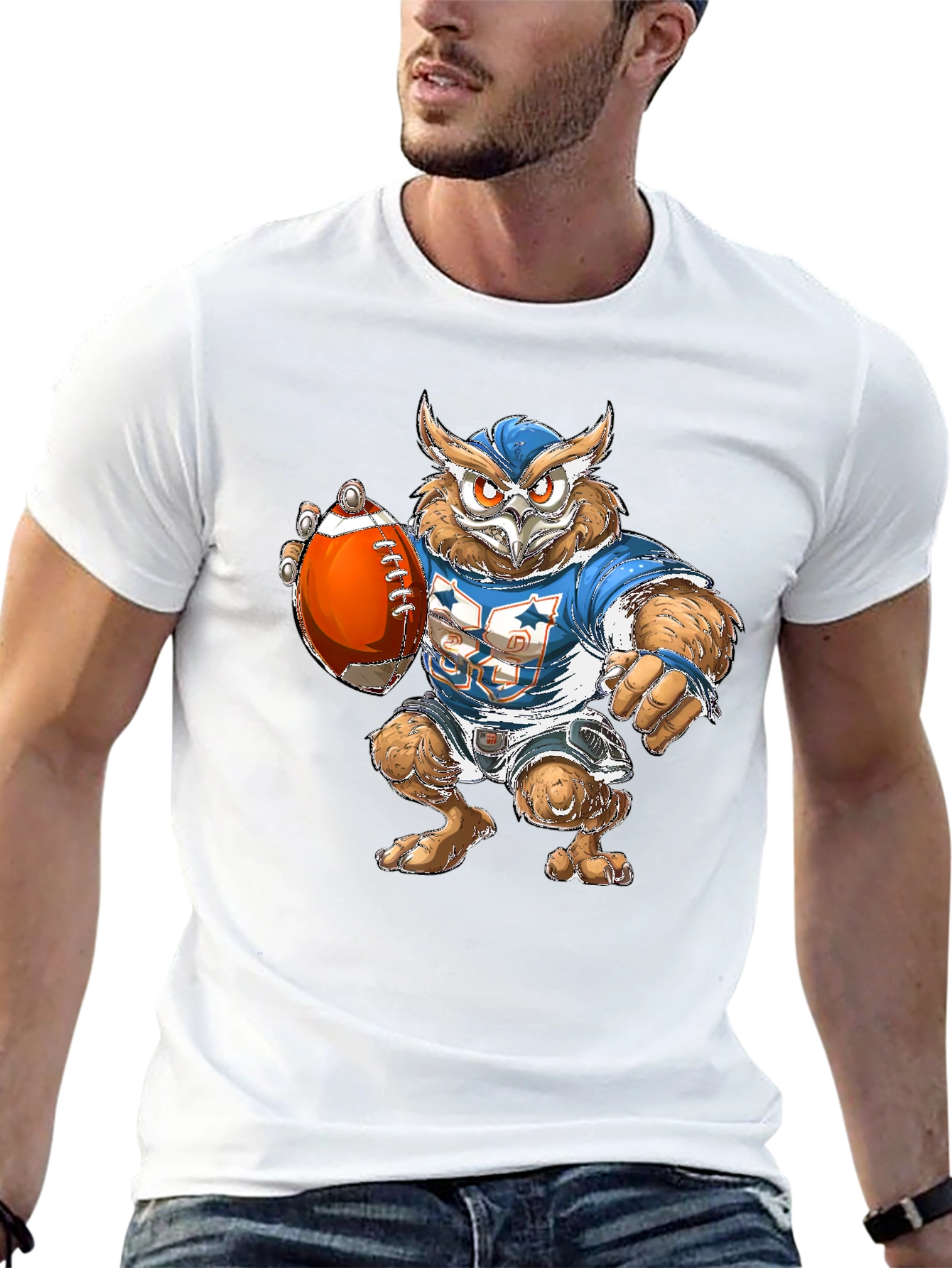 Owl Football Player Graphic Tee