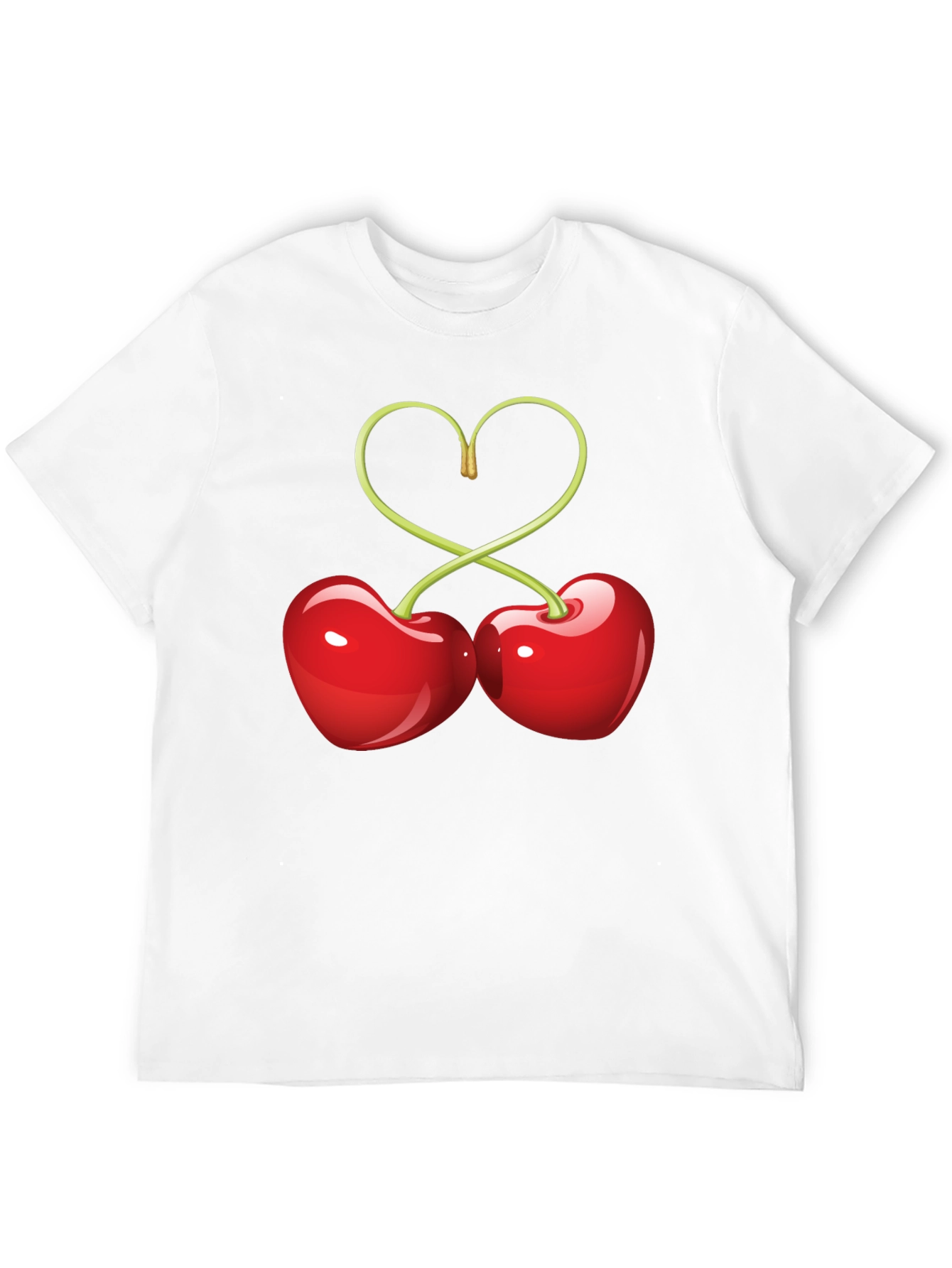 Heart Cherries Graphic Tee - Black Cotton T-Shirt