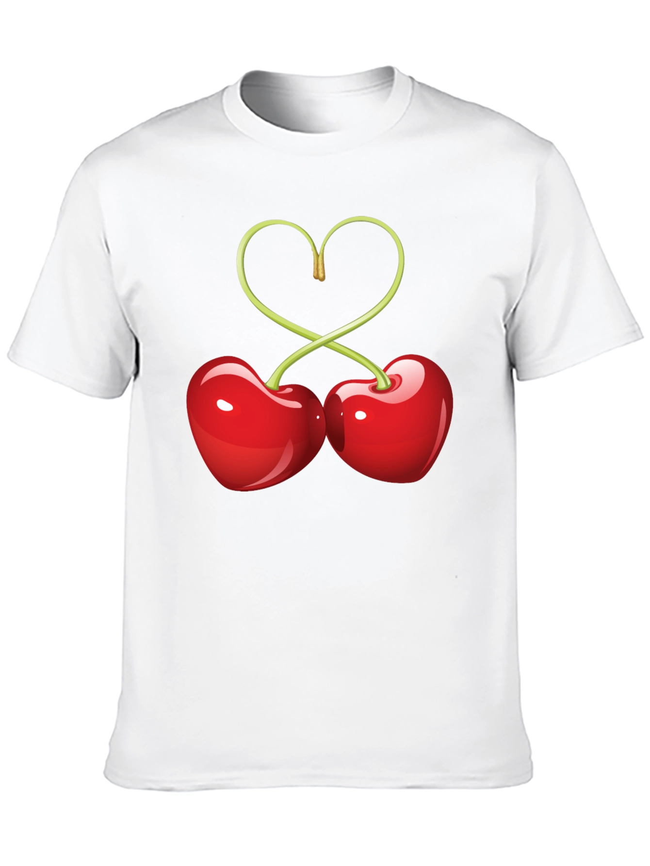 Heart Cherries Graphic Tee - Black Cotton T-Shirt