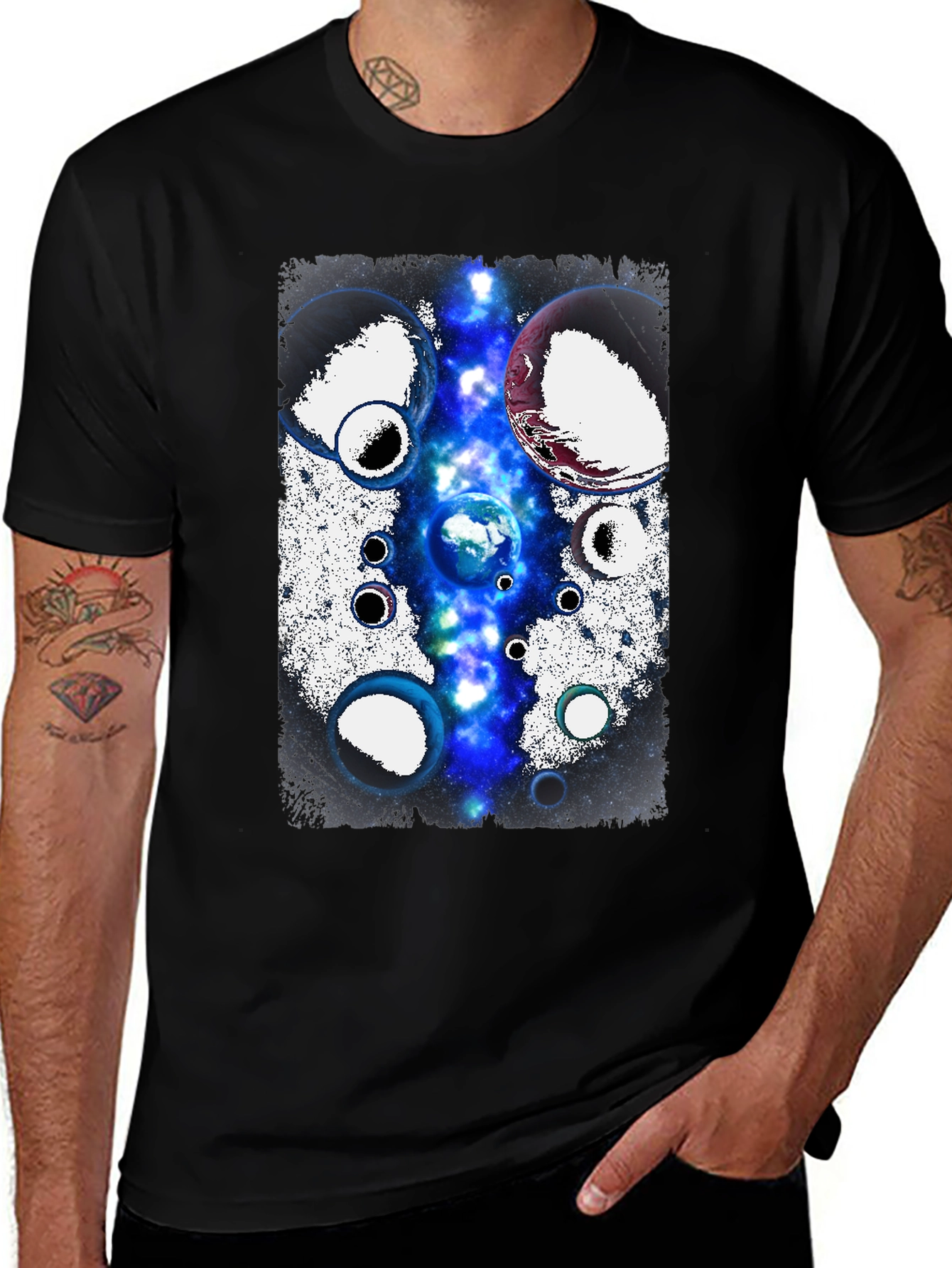 Cosmic Planets Black T-Shirt