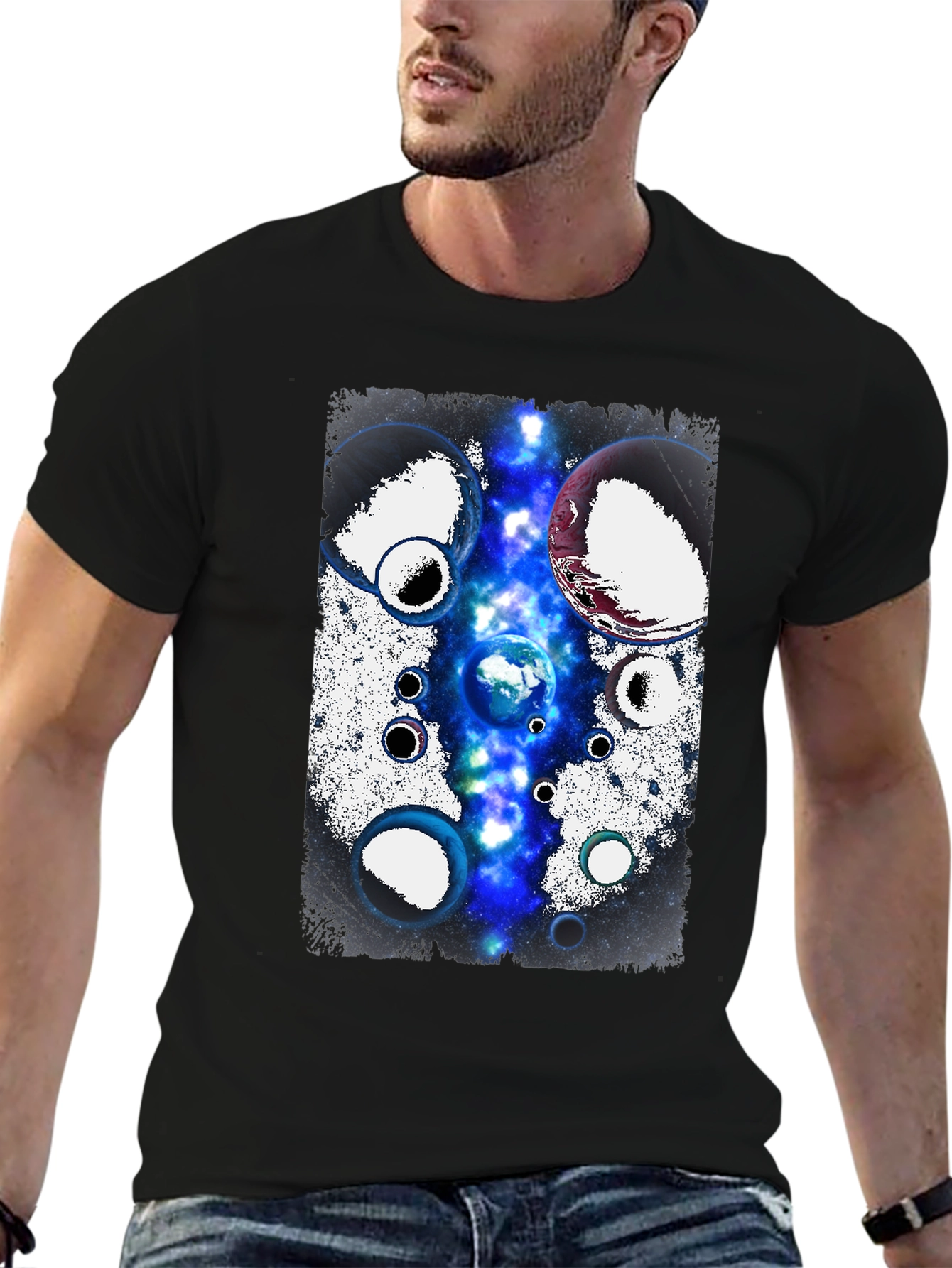 Cosmic Planets Black T-Shirt