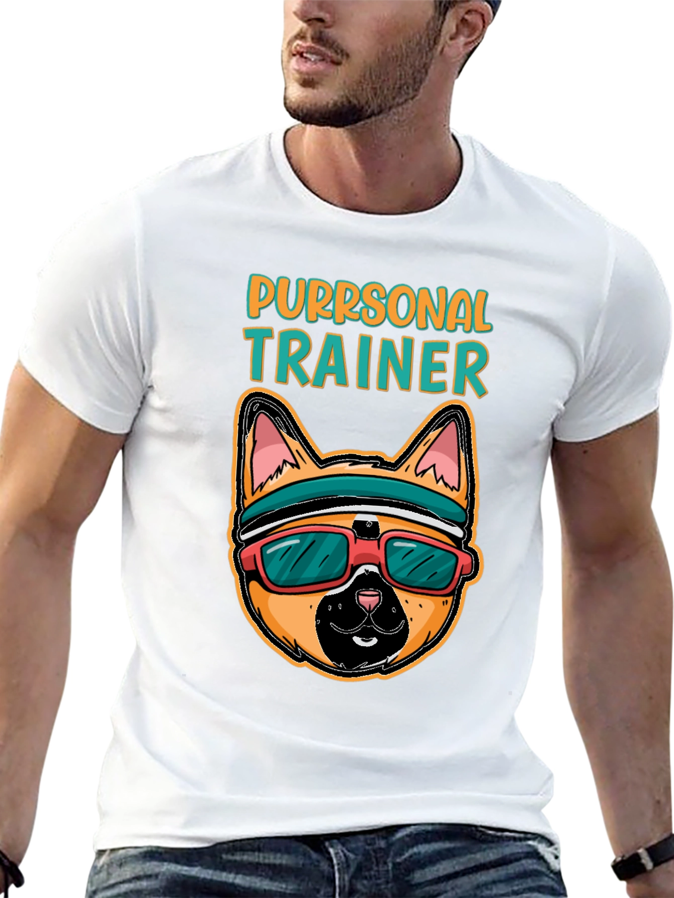 Purrsonal Trainer Cat Graphic T-Shirt