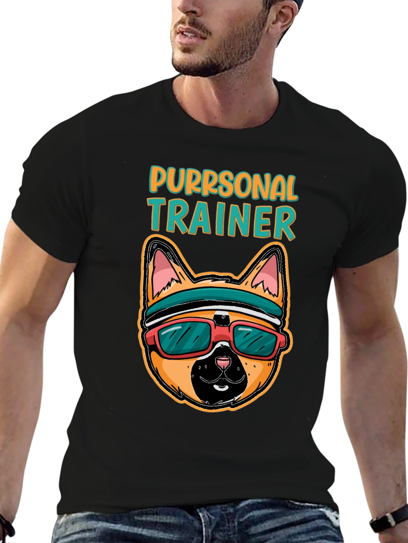Purrsonal Trainer Cat Graphic T-Shirt
