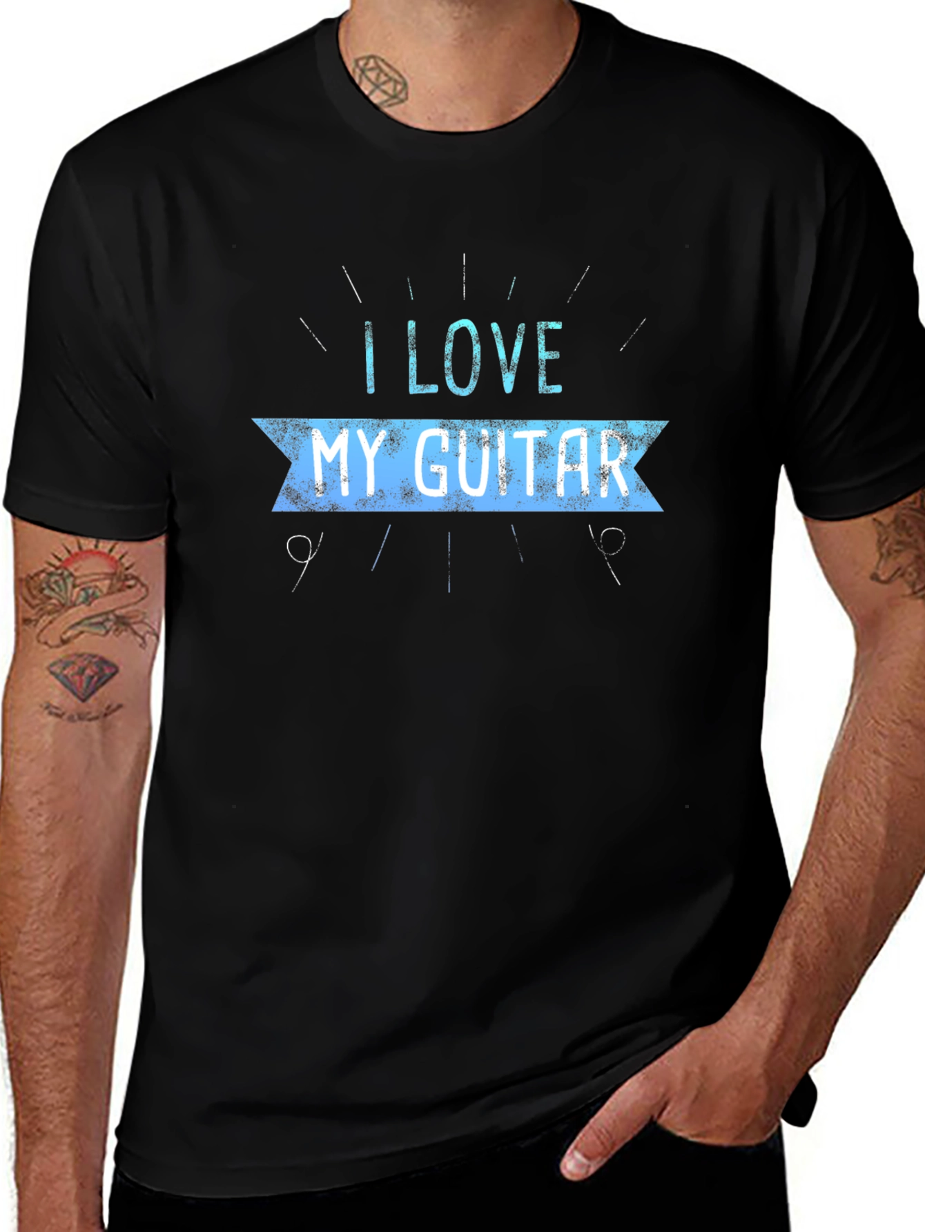 I Love My Guitar Graphic Tee - Black