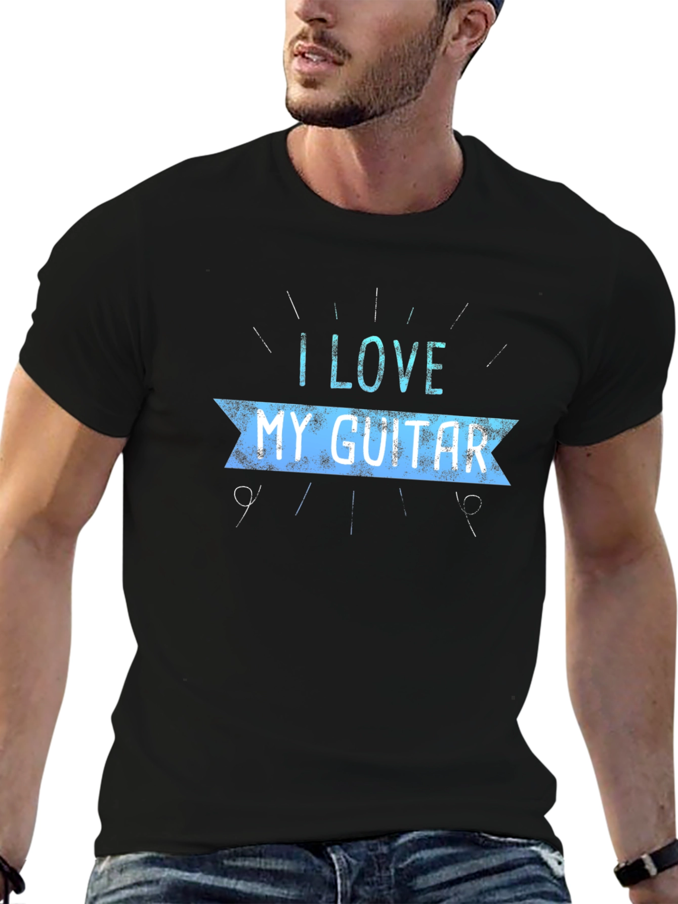 I Love My Guitar Graphic Tee - Black