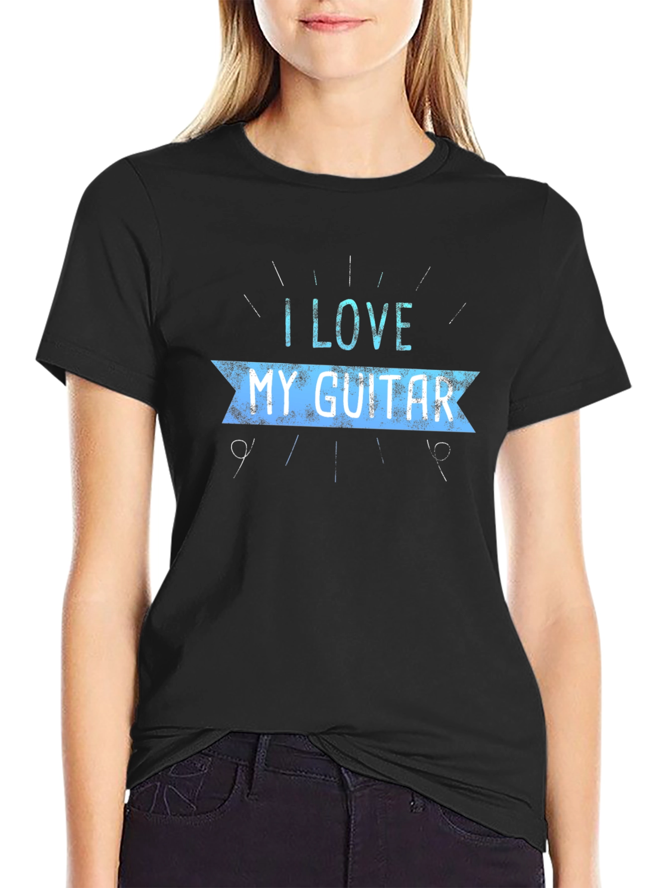 I Love My Guitar Graphic Tee - Black