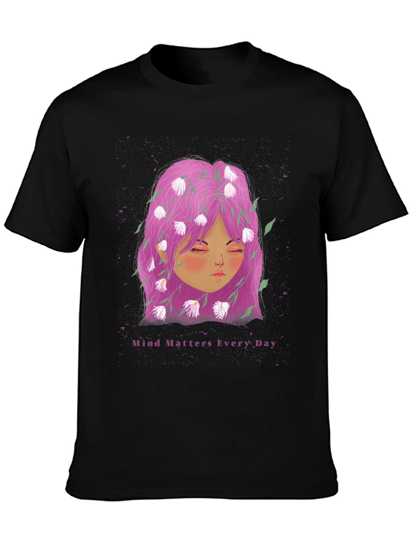 Mind Matters Tee - Floral Head Black T-Shirt