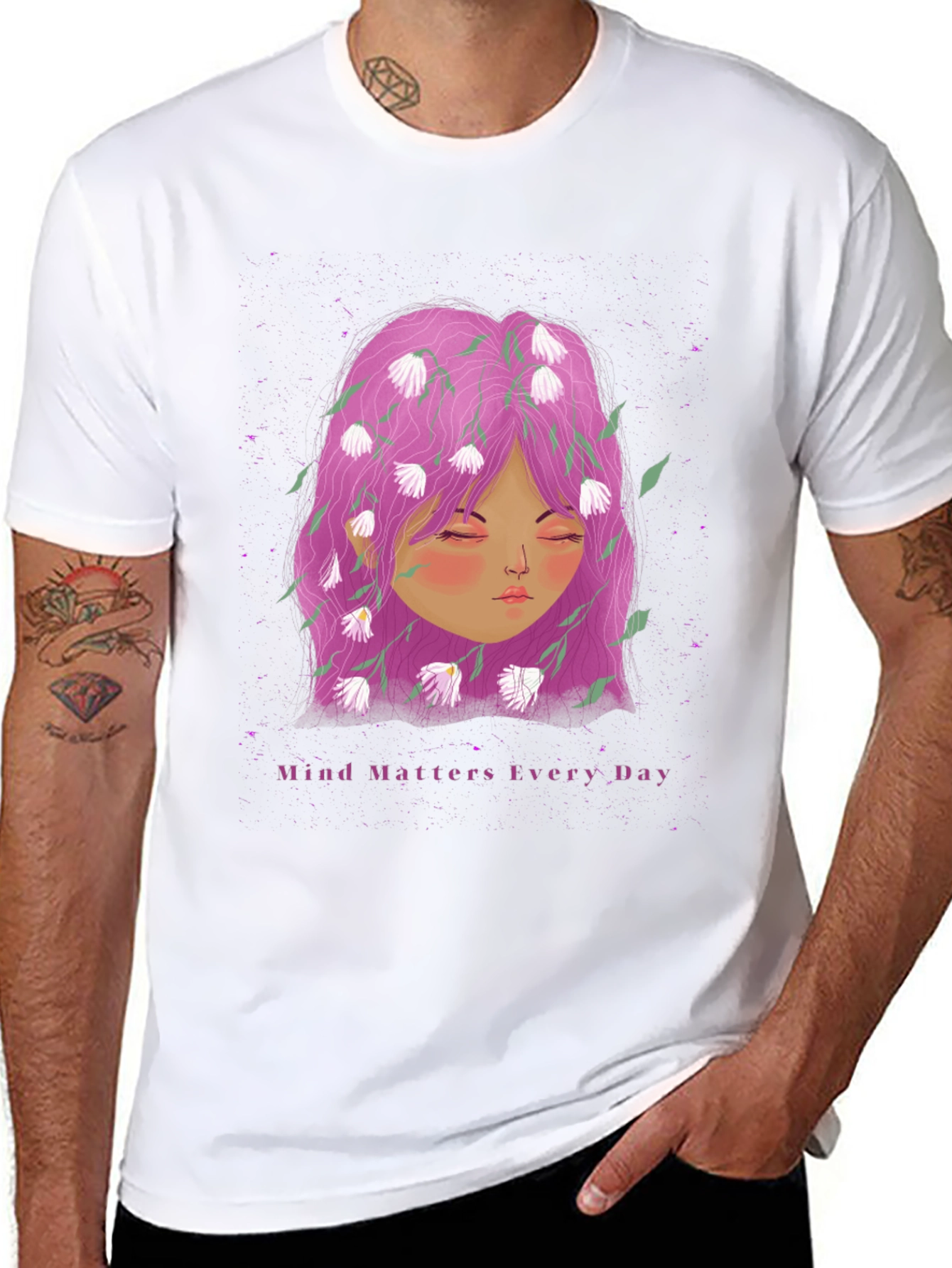 Mind Matters Tee - Floral Head Black T-Shirt