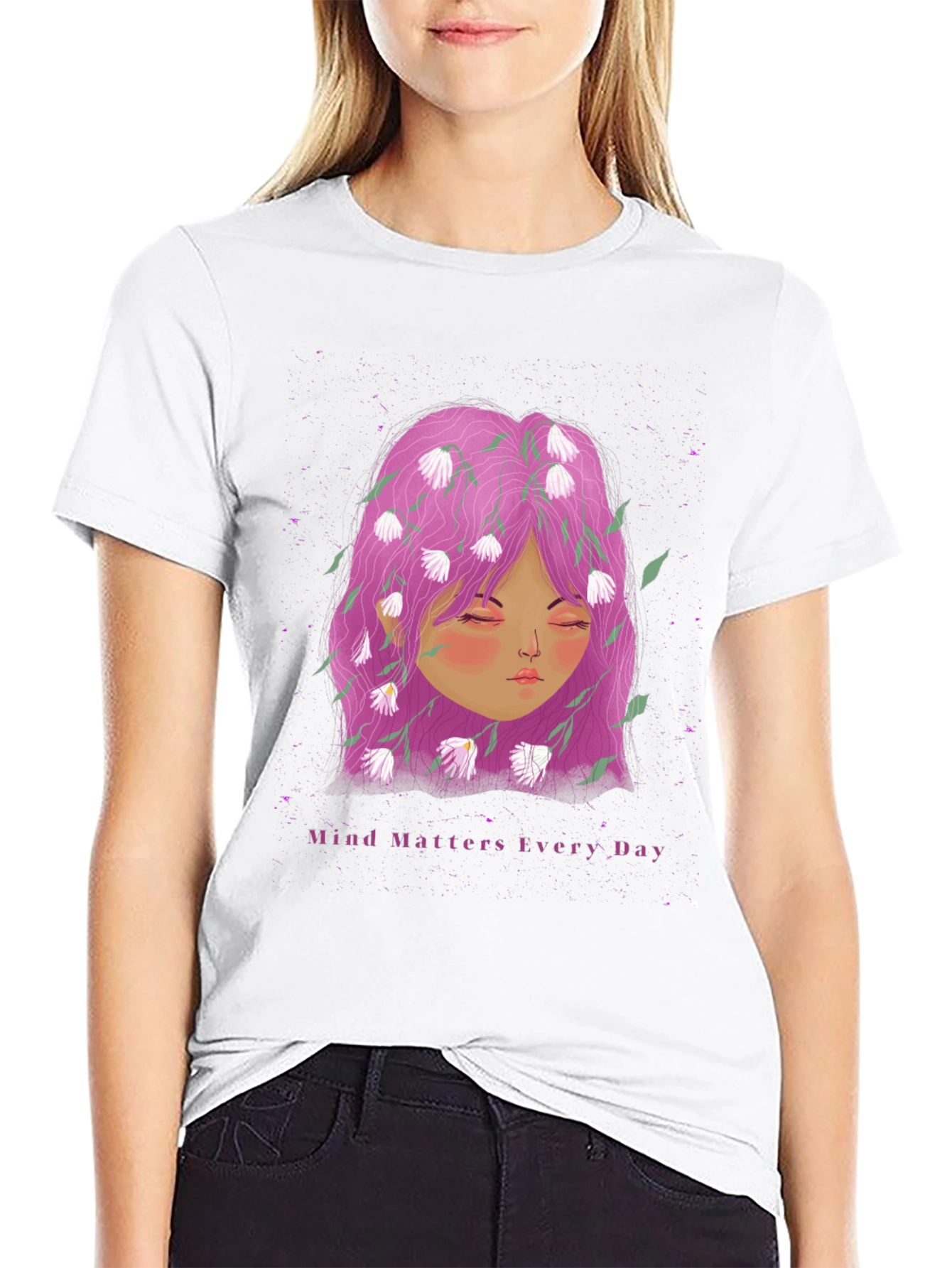 Mind Matters Tee - Floral Head Black T-Shirt