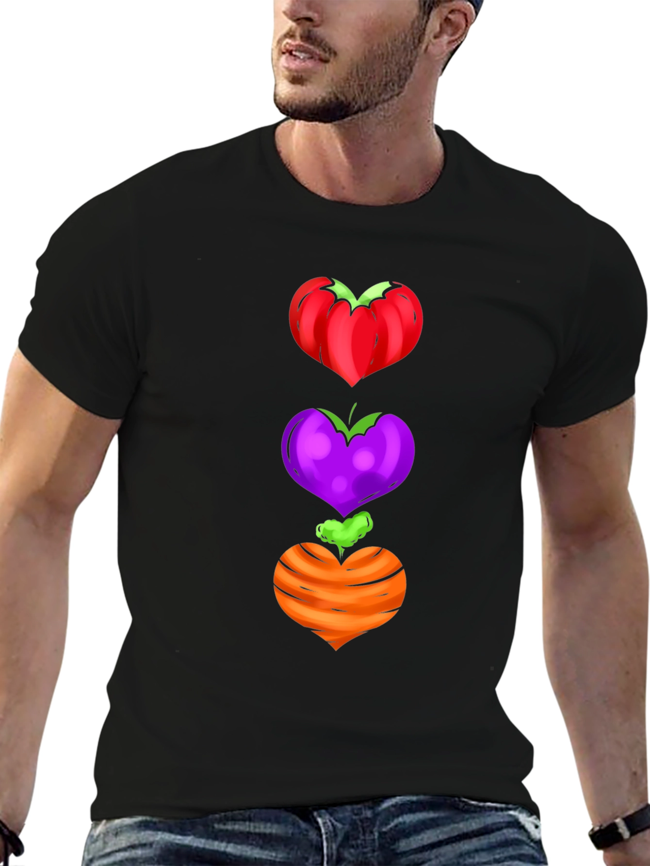Veggie Heart Stack Tee - Unique Graphic Shirt