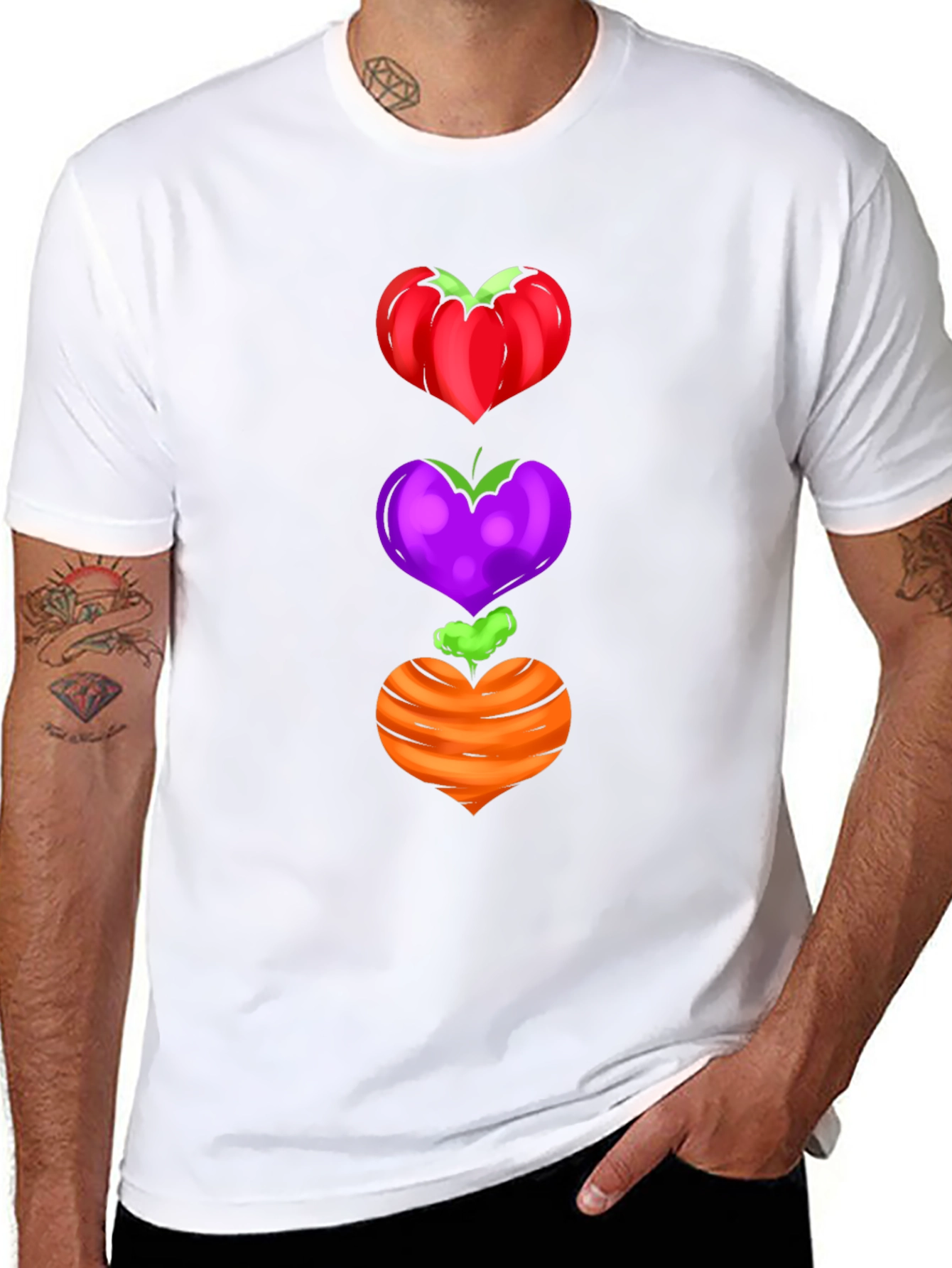 Veggie Heart Stack Tee - Unique Graphic Shirt
