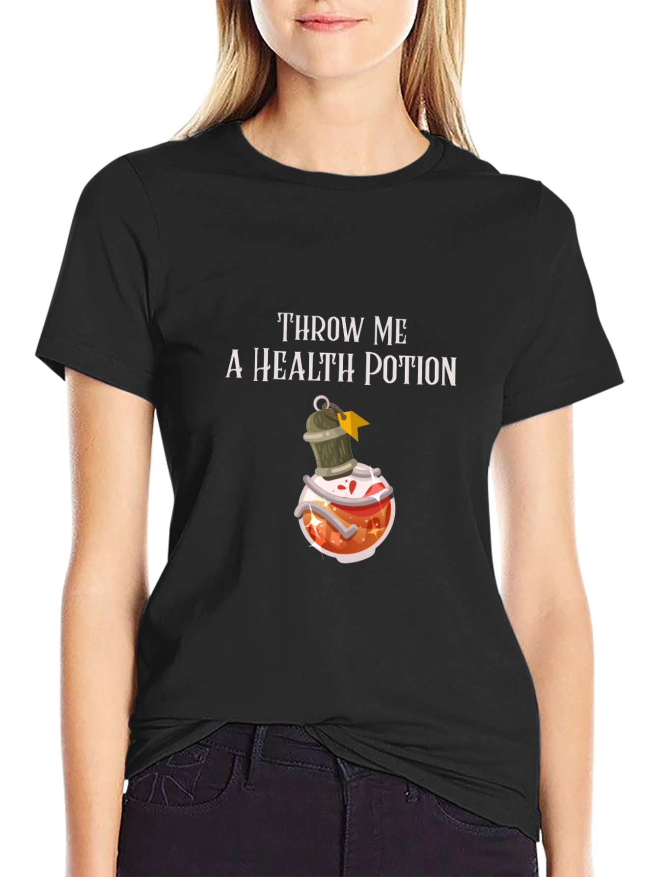 Throw Me a Health Potion Black T-Shirt