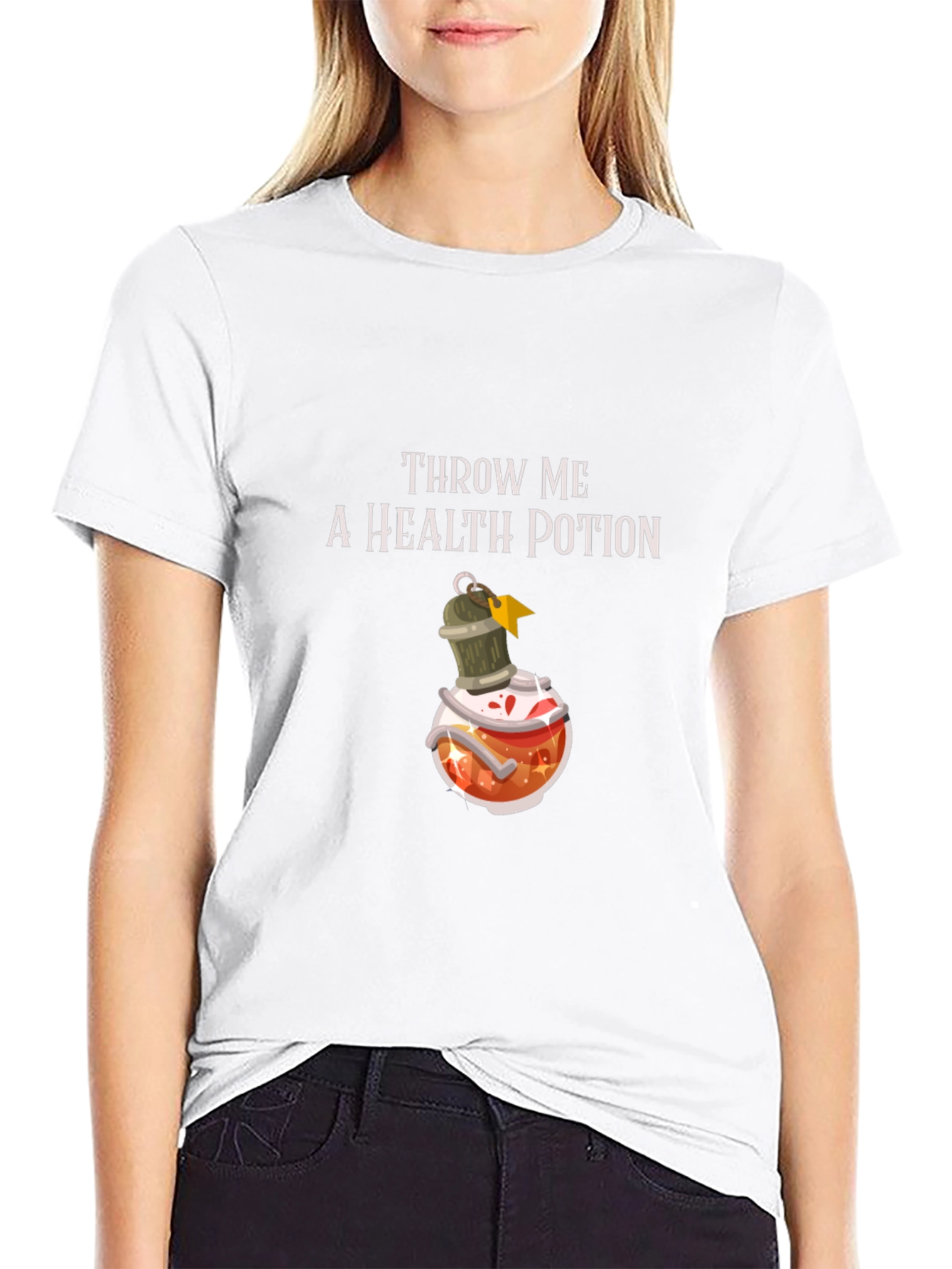Throw Me a Health Potion Black T-Shirt