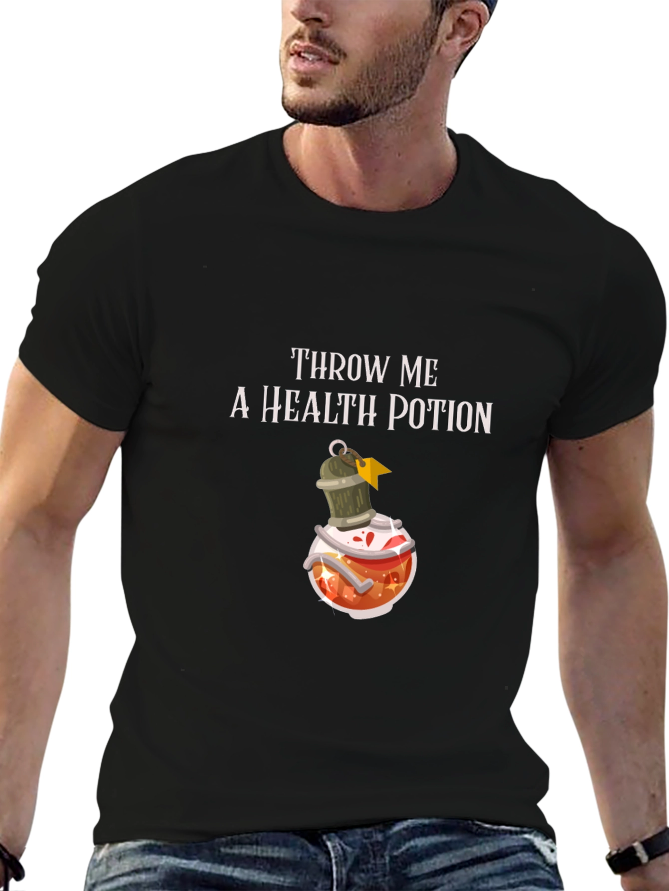 Throw Me a Health Potion Black T-Shirt
