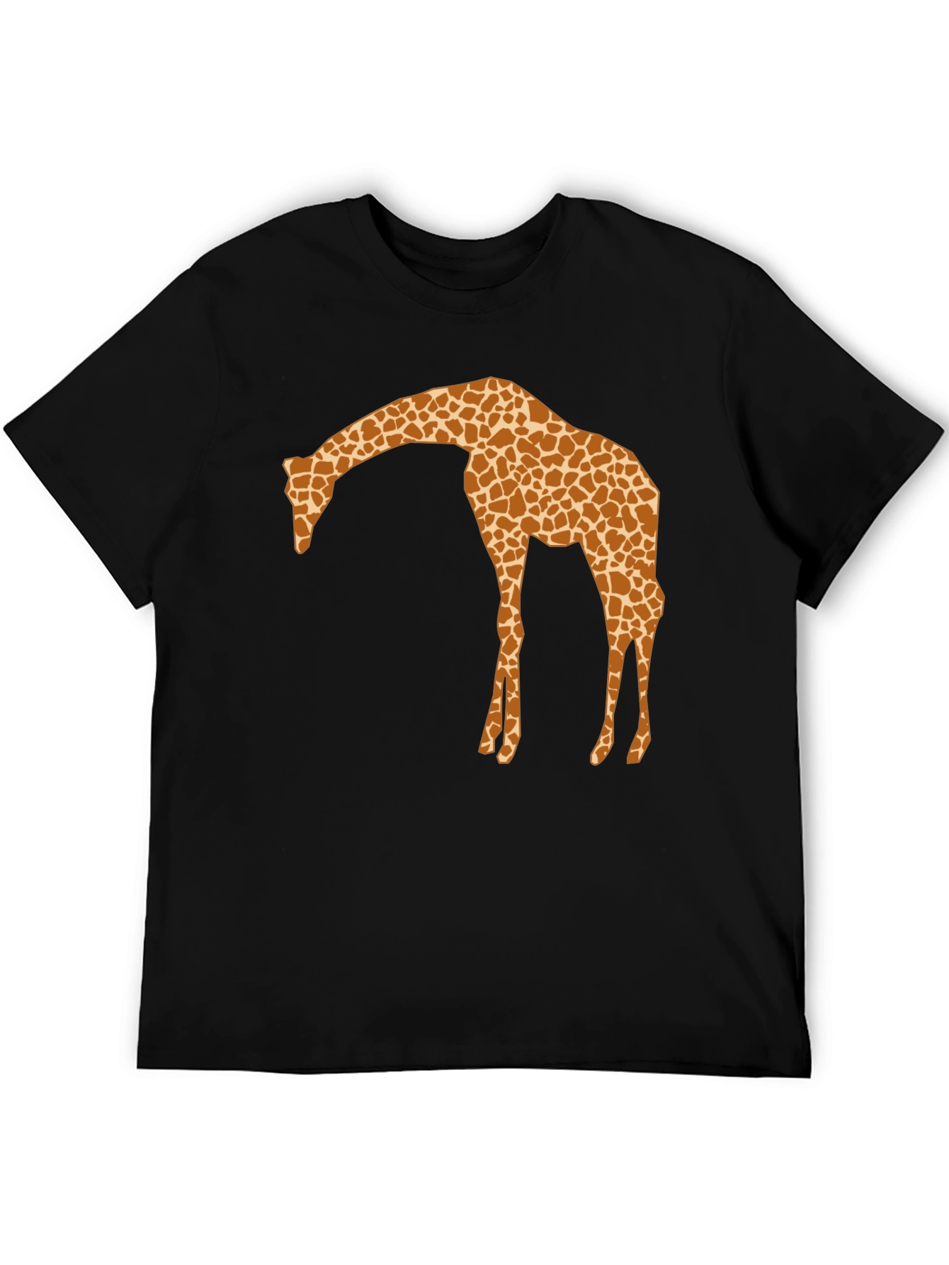 Giraffe Silhouette Mens Black Graphic T-Shirt