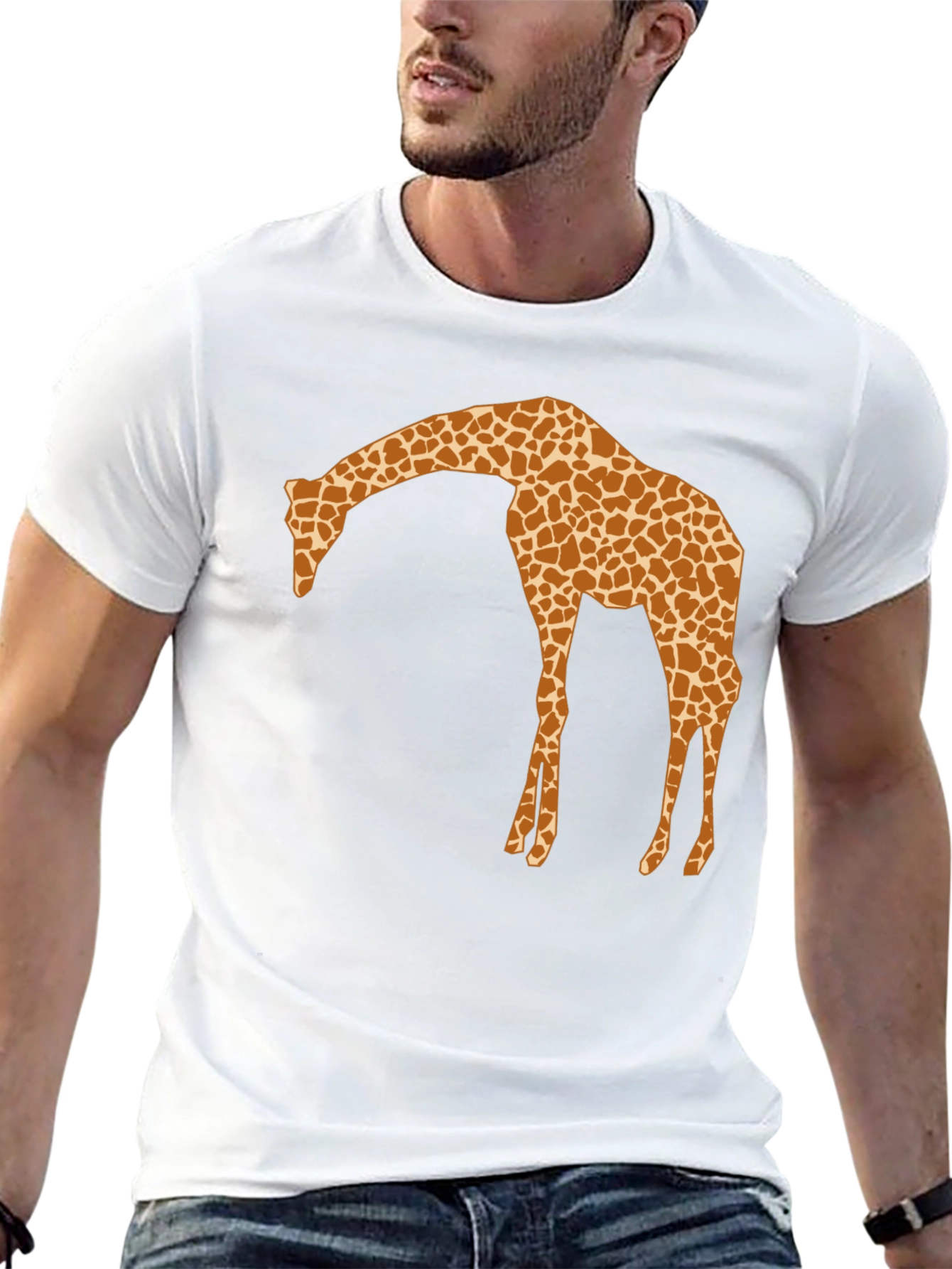 Giraffe Silhouette Mens Black Graphic T-Shirt