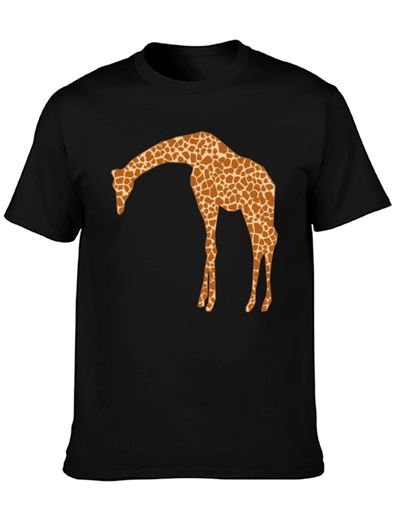 Giraffe Silhouette Mens Black Graphic T-Shirt
