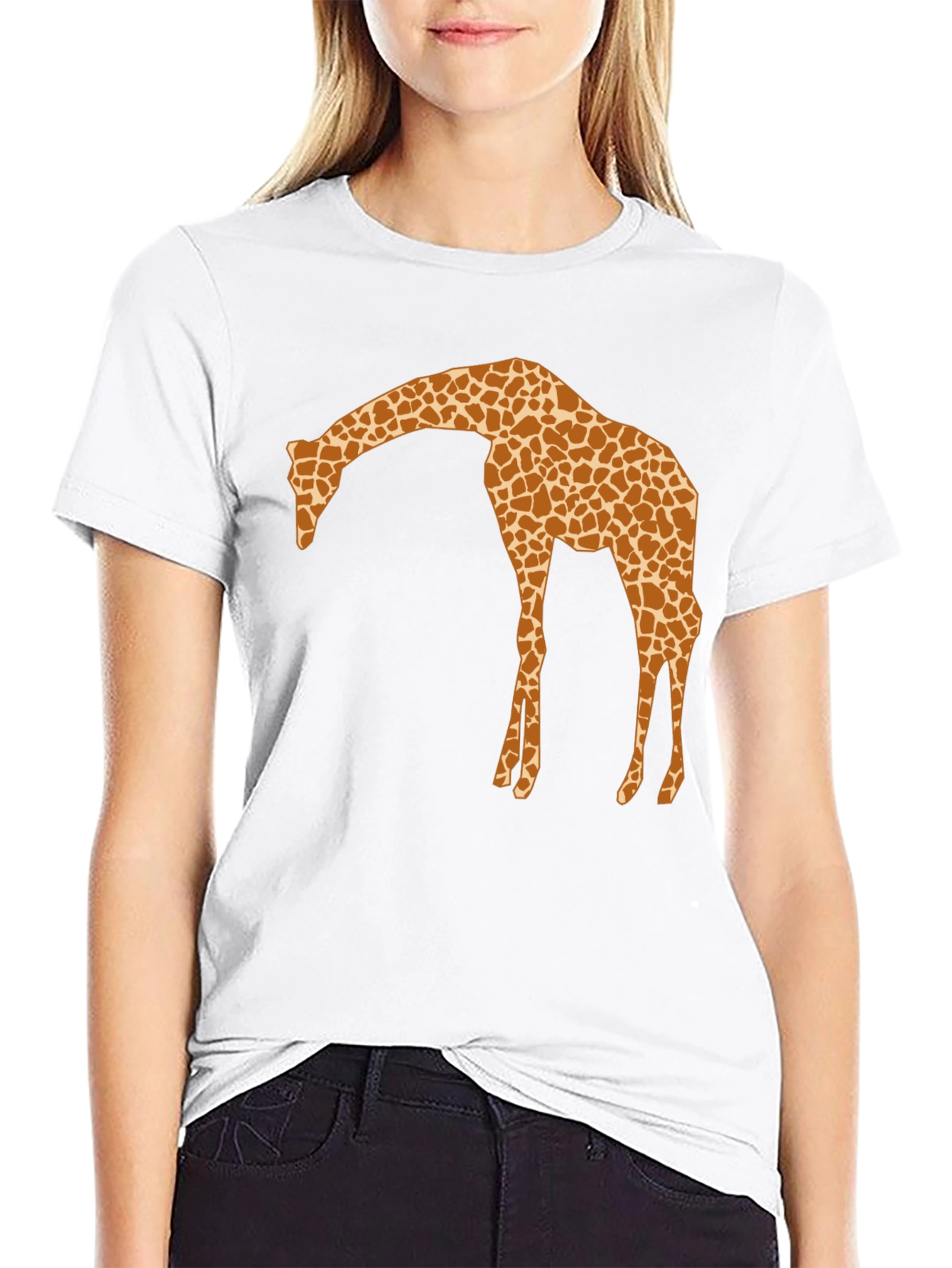 Giraffe Silhouette Mens Black Graphic T-Shirt