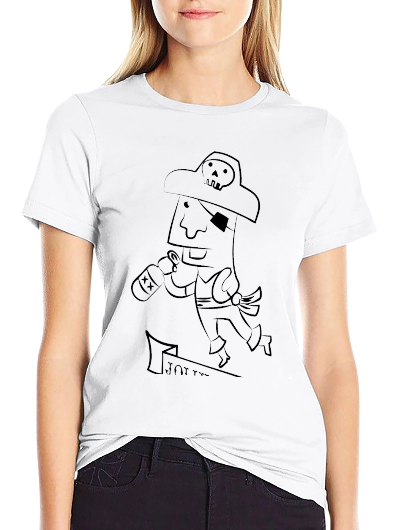 Pirate Cartoon Black T-Shirt