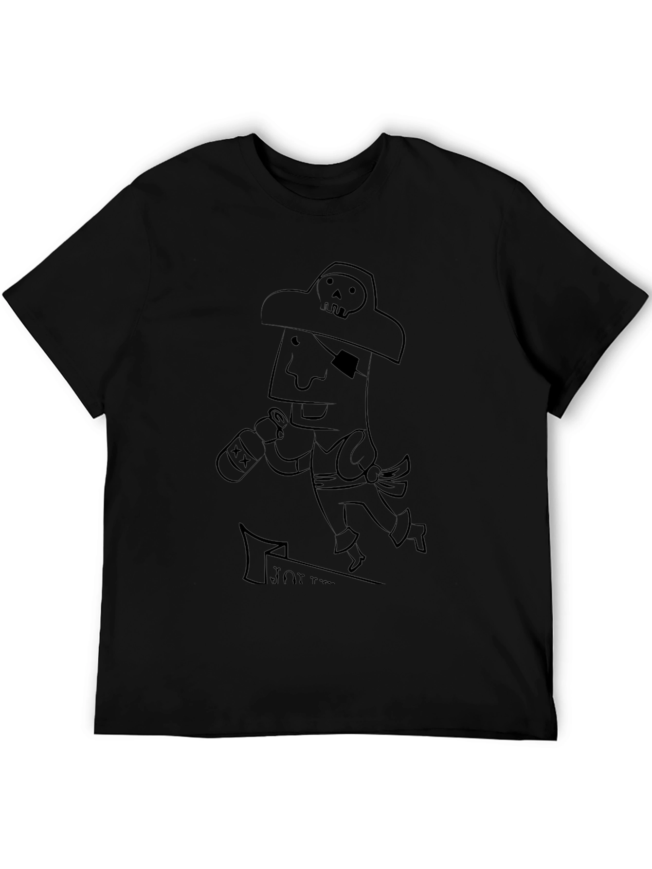 Pirate Cartoon Black T-Shirt