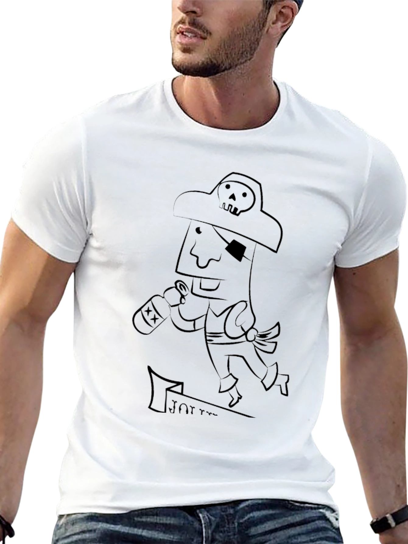Pirate Cartoon Black T-Shirt