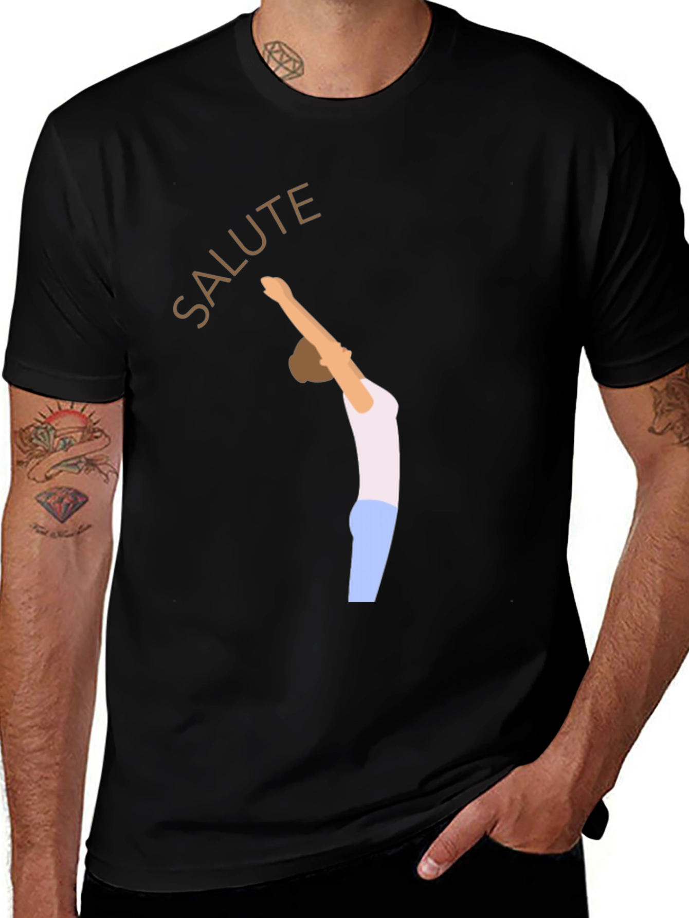 Salute Yoga Pose Black T-Shirt