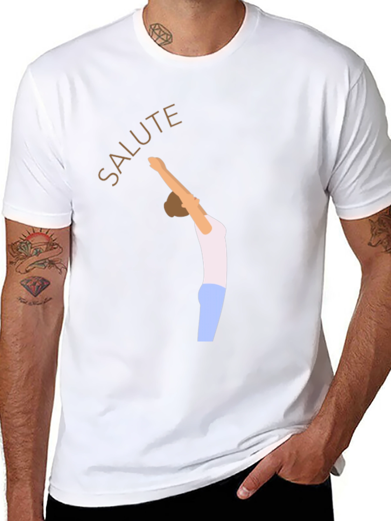 Salute Yoga Pose Black T-Shirt