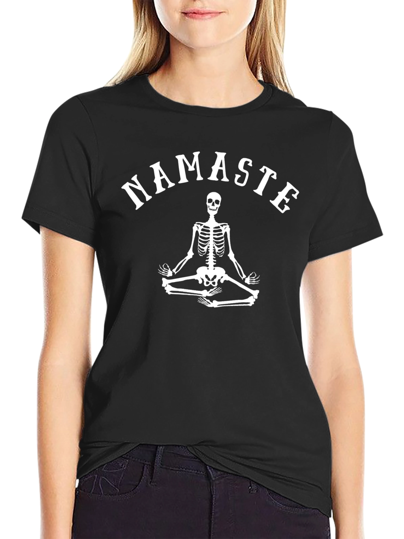 Namaste Skeleton Graphic Tee - Yoga Death Black T-Shirt